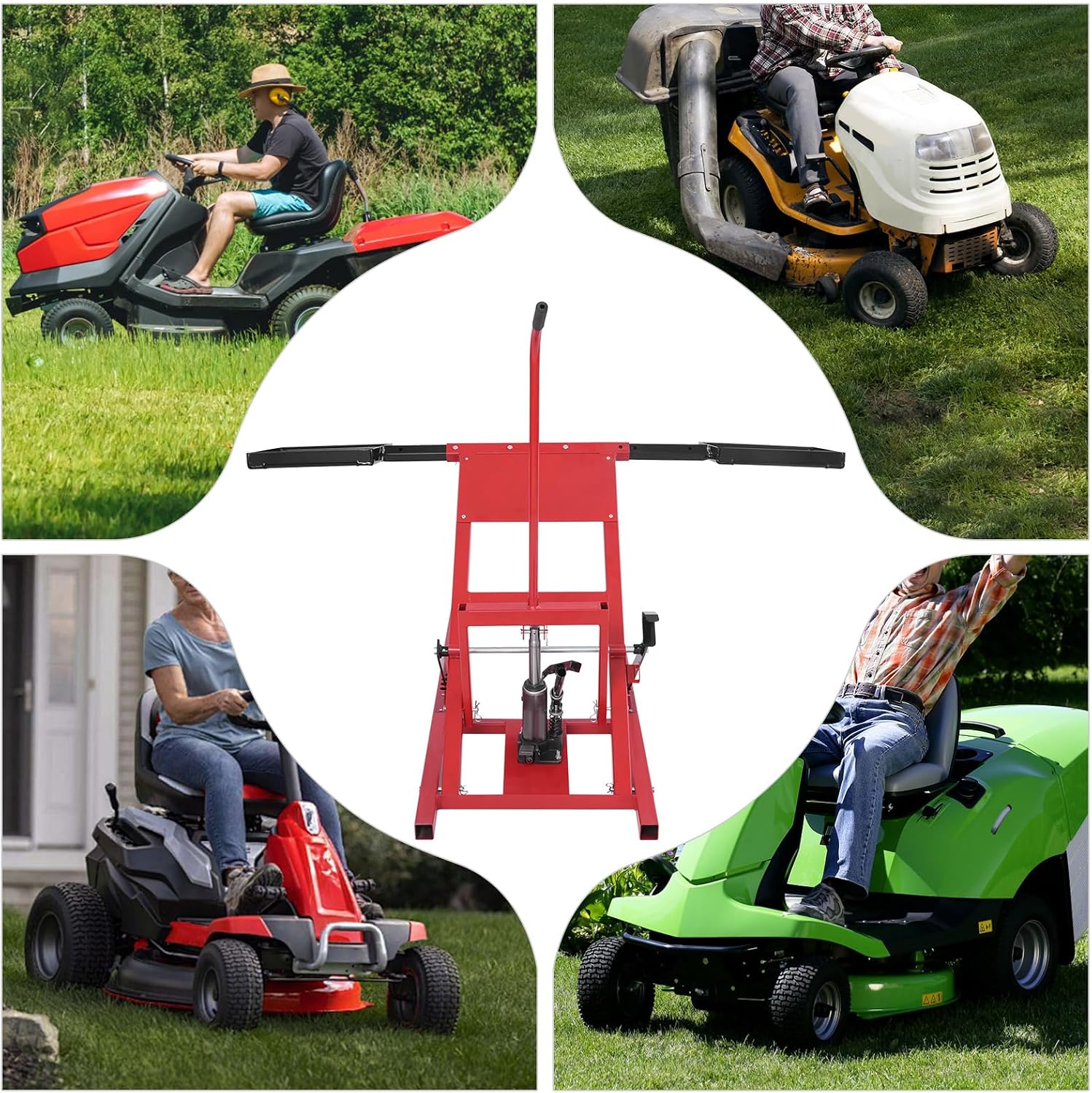 Lawn Mower Lift Jack 500 Lbs Weight Capacity Hydraulic Cylinder Lift Jack with 17.5-24 in Lift Height for Riding Tractors and Zero Turn Lawn Mowers Maintenance and Repair