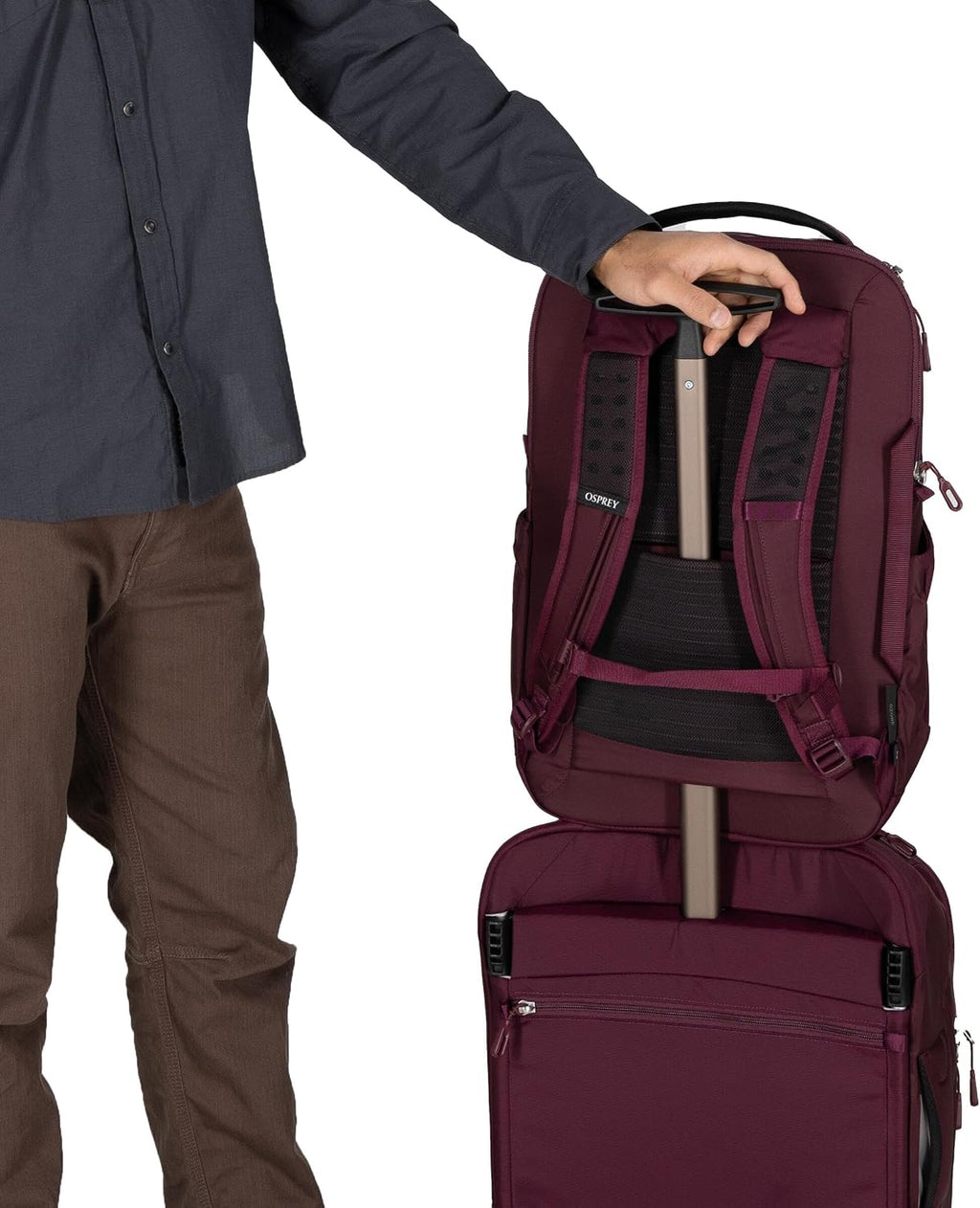 Osprey Ozone Laptop Backpack with Ventilated AirScape™ Backpanel - Lightweight Travel Backpack with 16' Laptop Sleeve - Carry-On Compatible Travel Bag for Men and Women, Moody Burgundy