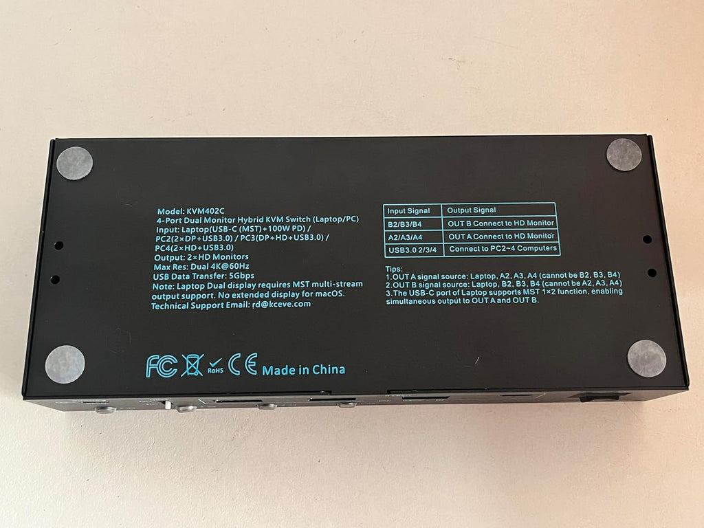 2 Monitors 4 Computers KVM Switch Laptop and Desktop 4 Port Hybrid USB-C Docking & Dual Displayport & DP HDMI & Dual HDMI 4K@60Hz KVM Switch with EDID Emulator, Support PD 100W Charging