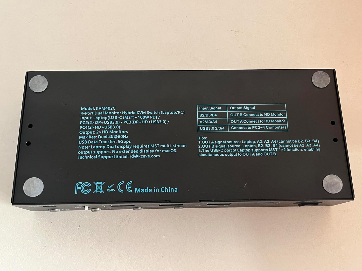 2 Monitors 4 Computers KVM Switch Laptop and Desktop 4 Port Hybrid USB-C Docking & Dual Displayport & DP HDMI & Dual HDMI 4K@60Hz KVM Switch with EDID Emulator, Support PD 100W Charging