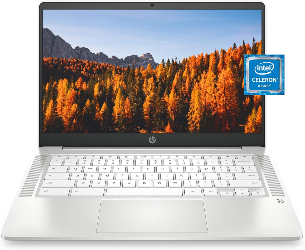 HP Chromebook 14 Laptop, Intel Celeron N4020, 4 GB RAM, 32 GB eMMC, 14' HD Micro-Edge Display, Chrome OS, Thin & Portable, 4K Graphics, Snow White Keyboard (14a-na0023nr, 2021, Ceramic White)