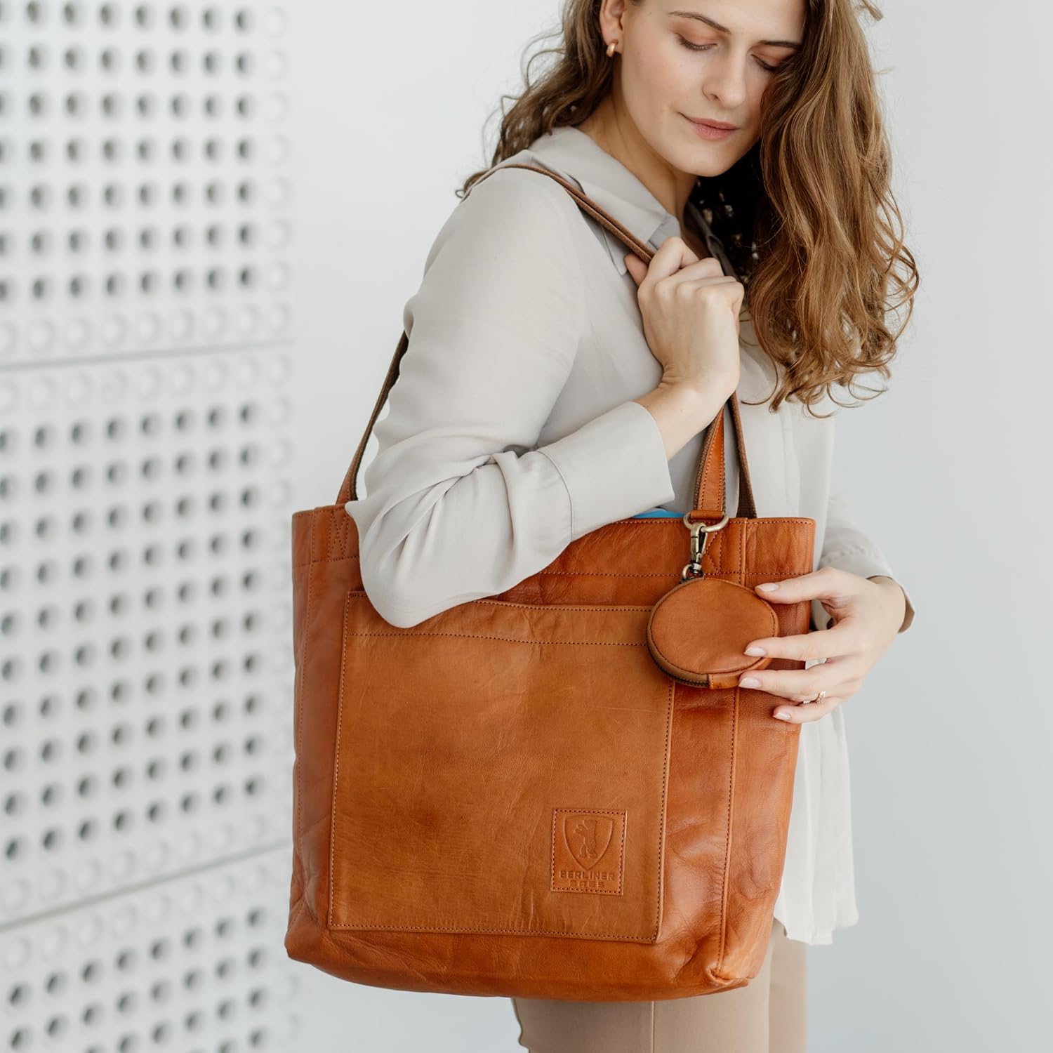 Berliner Bags Vintage Genuine Leather Tote Bag Seville, Handbag, Large Shopper for Women