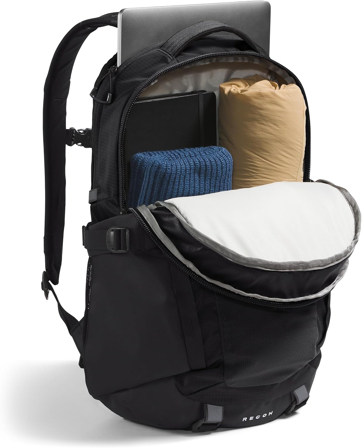 The North Face Recon Everyday Laptop Backpack - Daypack, Water Repellent, Laptop Sleeve, 2 Water Bottle Pockets, TNF Black/TNF Black-NPF, One Size