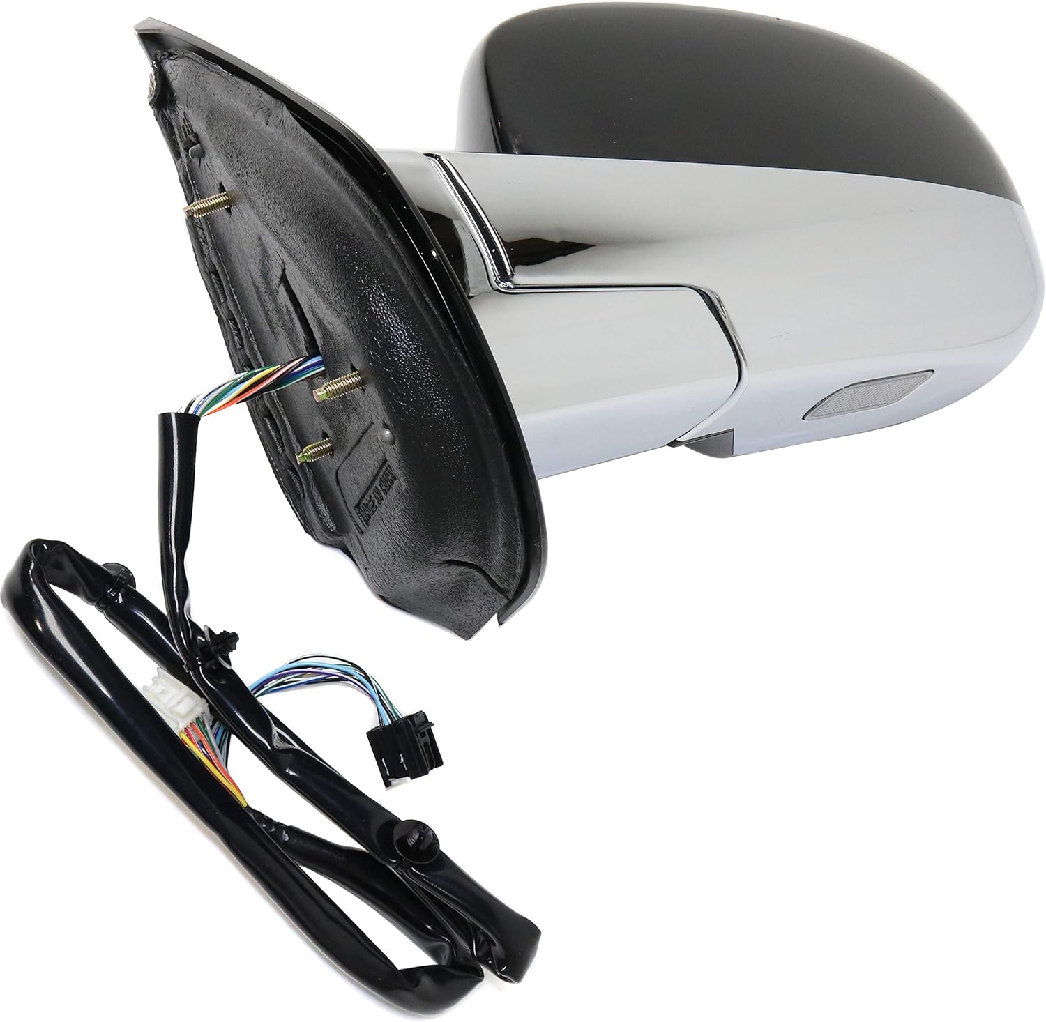 Kool Vue Driver Side Power Heated Mirror, Fits Cadillac Escalade ESV 2007-2014, Side Mirror Replacement, Power Fold With Signal Light, Without Blind Spot Monitor, Chrome