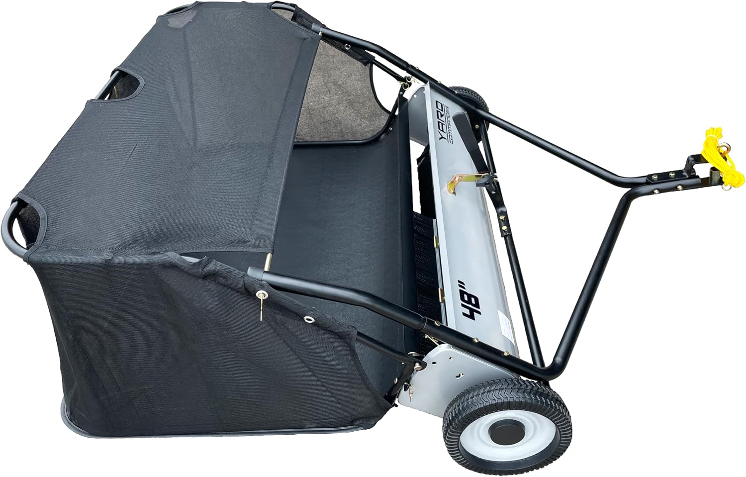 Yard Commander - 48-Inch Tow-Behind Lawn Sweeper, 10' Nylon Brushes, Universal Tractor/ATV Hitch, Never-Flat Wheels, Adjustable Height, 1-Year Warranty, Ideal for Leaves, Grass & Debris