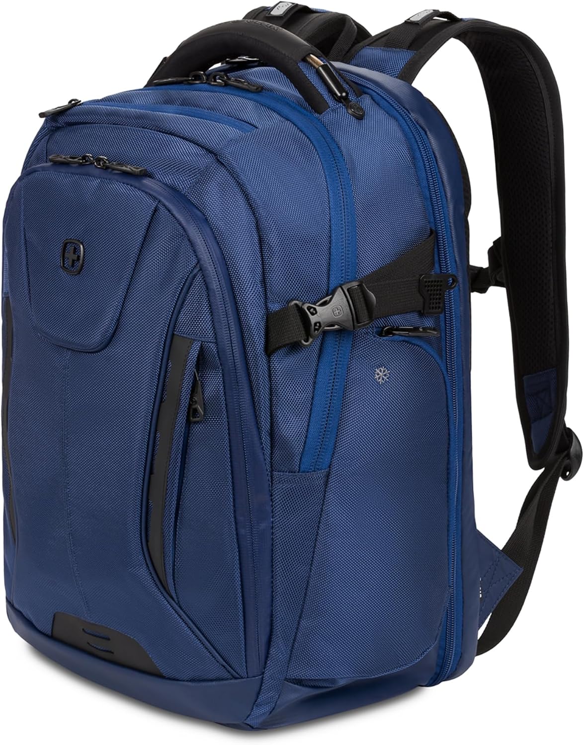 SwissGear Travel Tech Elite Laptop Backpack – Fits Laptops up to 16' – ScanSmart TSA-Friendly Backpack with USB Port, Shoe Compartment & Organizer Pockets – Navy Ballistic