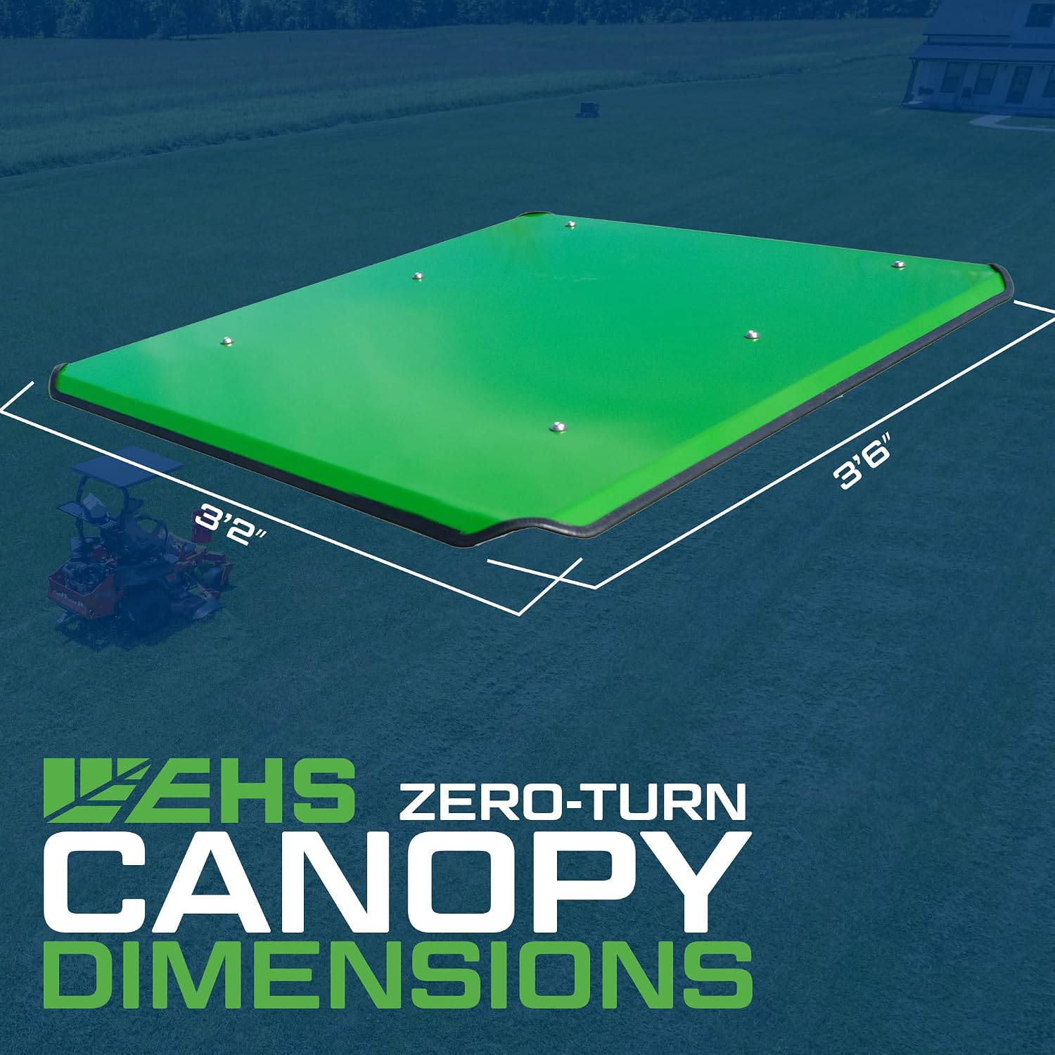Universal Zero Turn Mower Canopy | ROPS 1.5'-3' | Robust Steel | Easy Install | Color Matched Roof | Fits Most Mowers with ROPS (Green)