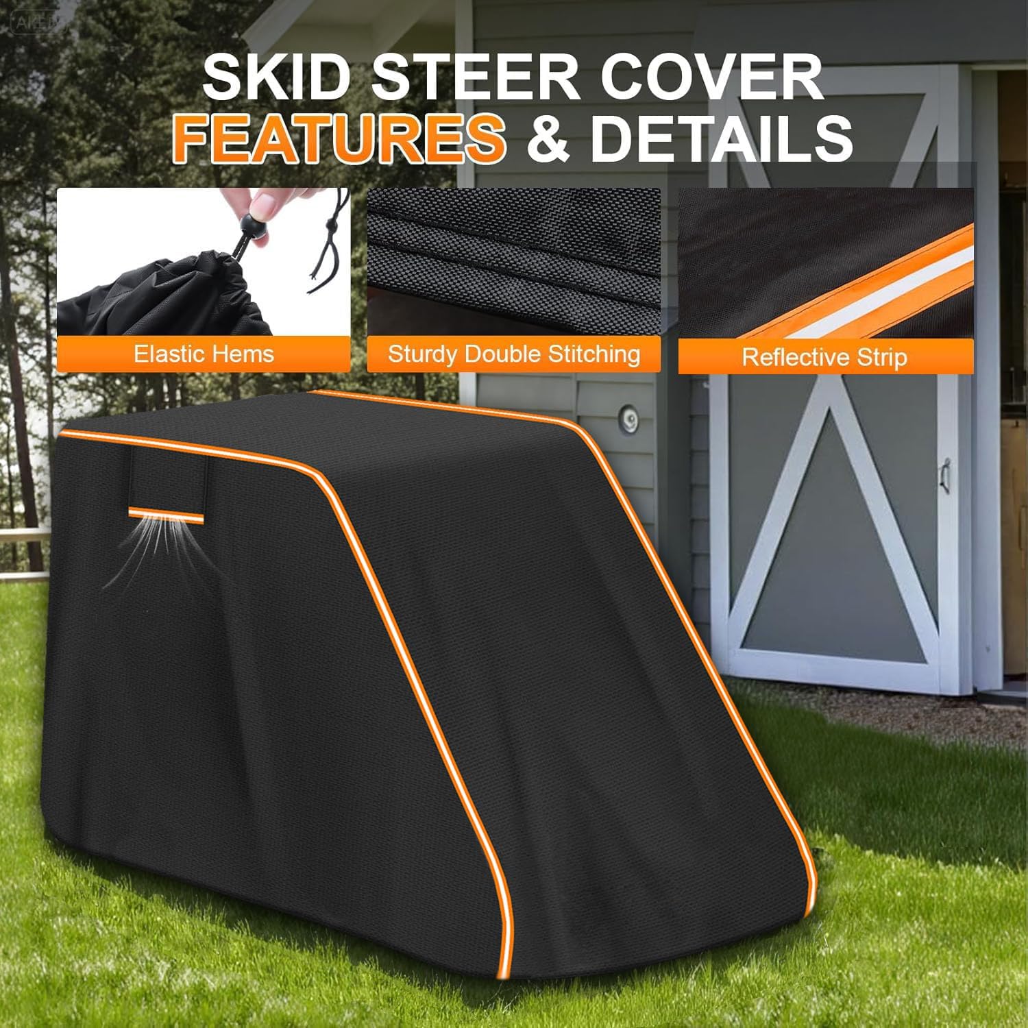 900D Skid Steer Cover Waterproof Heavy Duty, UV Protection Track Loader Cover Compatible with Bobcat, John Deere, Kubota, Caterpillar, Case, New Holland, JCB, (148'x 75'x 80')