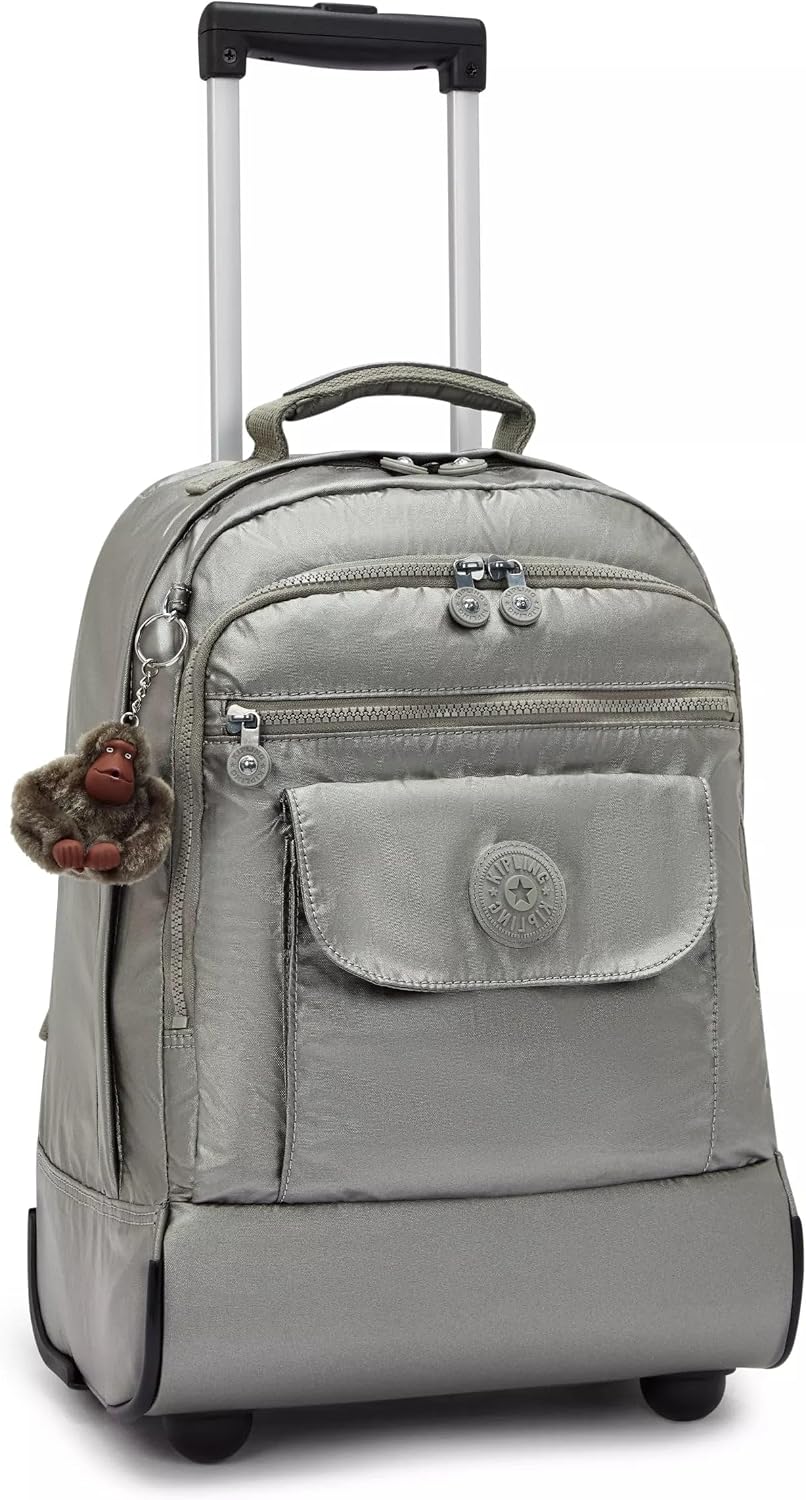 Kipling Women's Sanaa Large Rolling Backpack, Adjustable Padded Straps, Slide-Up Handle, Crinkle Nylon Backpack