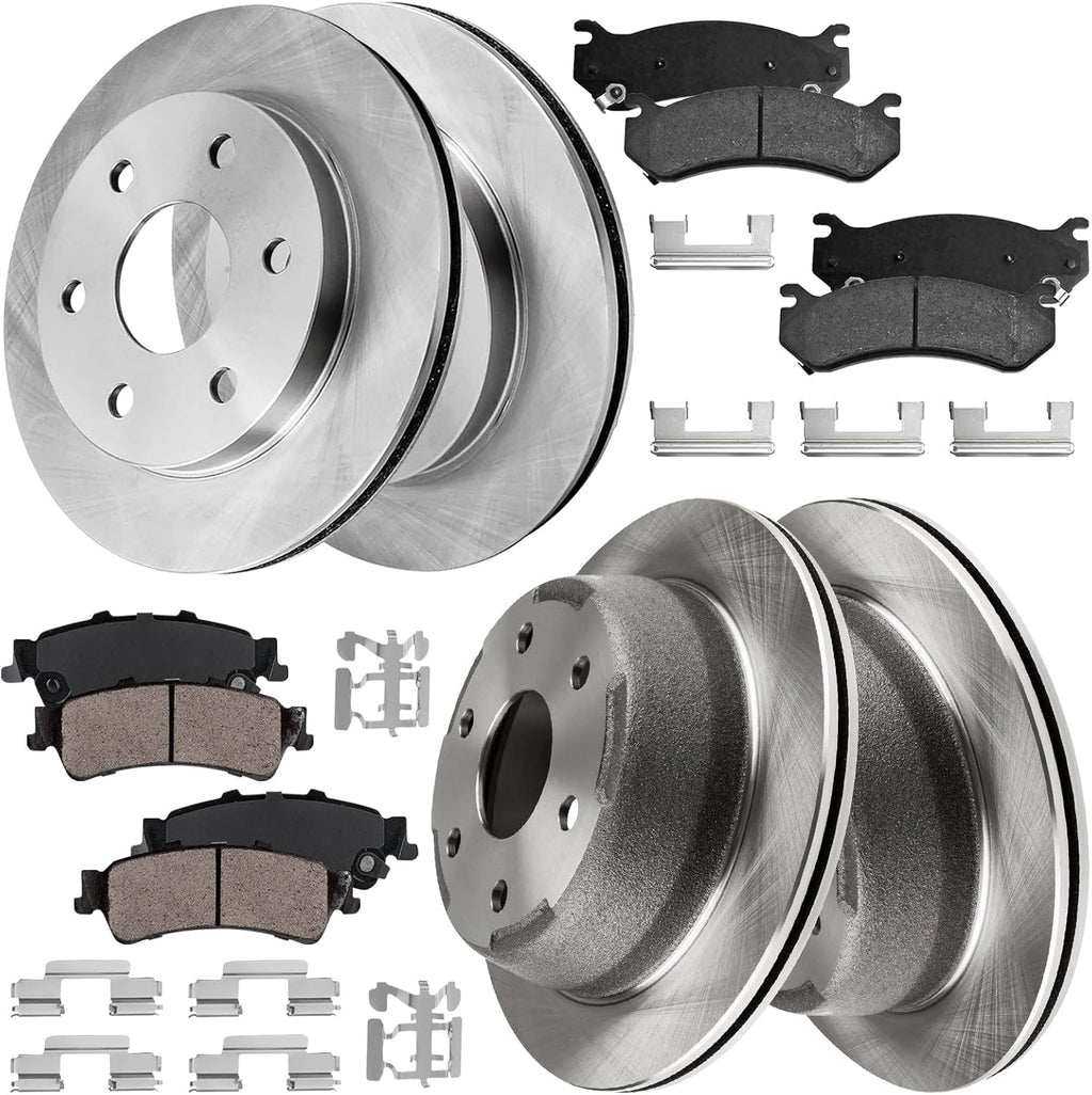 Brake Kit for 1999 2000 2001 2002 2003 2004 2005 2006 Chevy Silverado 1500, for Chevy Tahoe Astro, GMC Sierra 1500 Brakes and Rotors Kit Front and Rear, Replacement 12.0' Front & 12.8' Rear