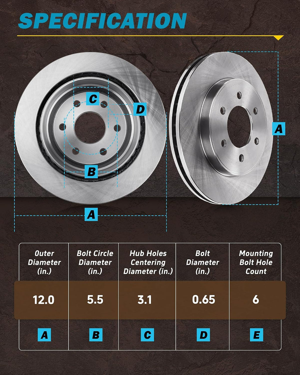 Brake Kit for 1999 2000 2001 2002 2003 2004 2005 2006 Chevy Silverado 1500, for Chevy Tahoe Astro, GMC Sierra 1500 Brakes and Rotors Kit Front and Rear, Replacement 12.0' Front & 12.8' Rear