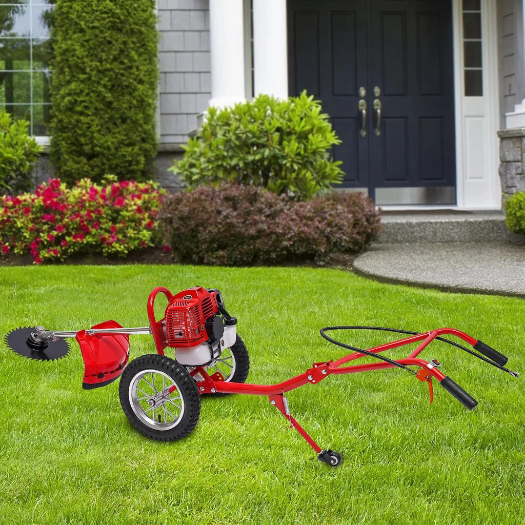 2 Stroke Lawn Mower Gas Powered 49CC Hand Push Irrigation Mower Walk-Behind Push Grass Trimmer Brush Cutter Push Mower Weeding Machine for Lawn Garden