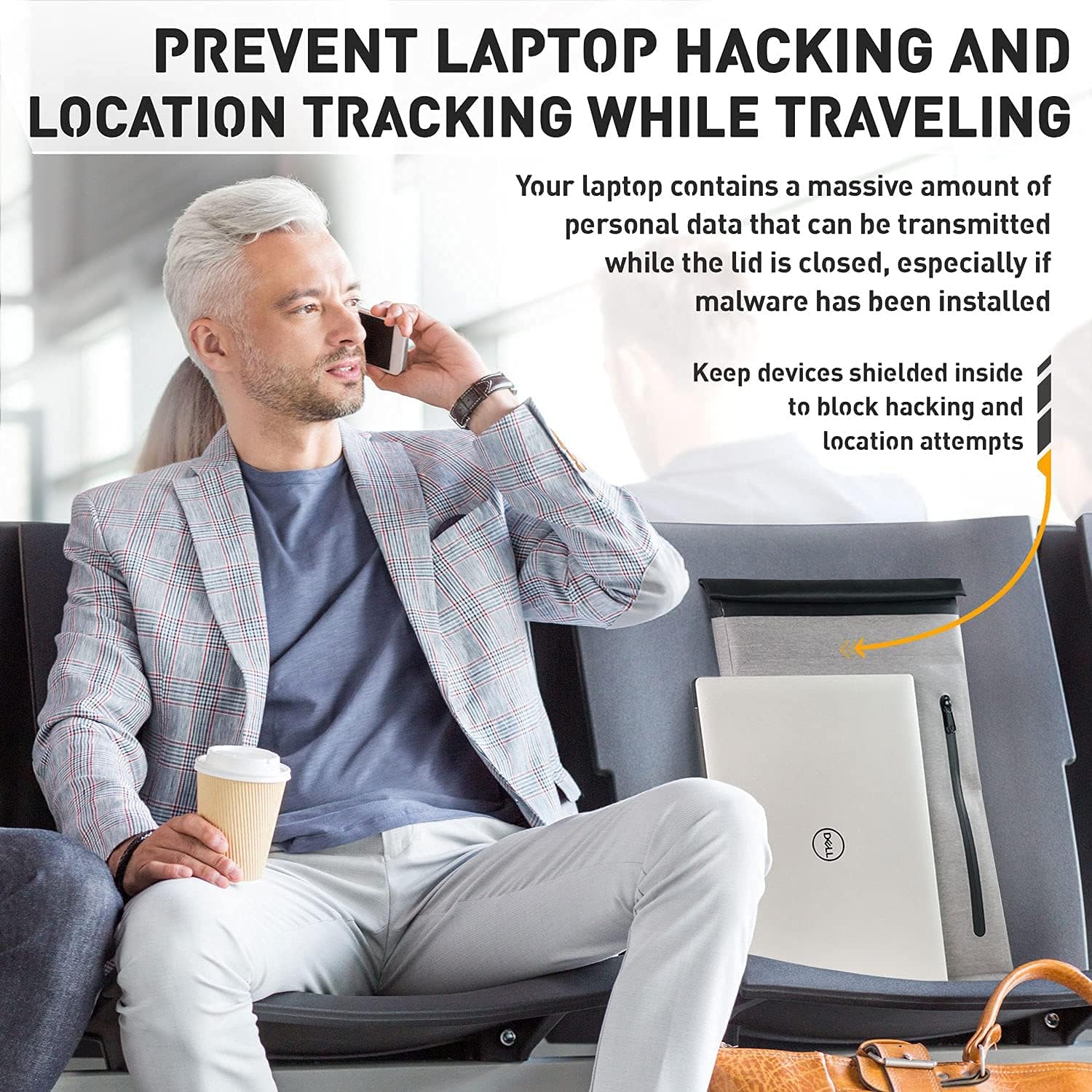 Mission Darkness Dry Shield Faraday Laptop Sleeve // Slim Waterproof Bag for Laptop Computers, RF Shielding Liner, Felt Padding, Magnetic Roll Closure, Signal Blocking, Anti-Hacking, Data Security