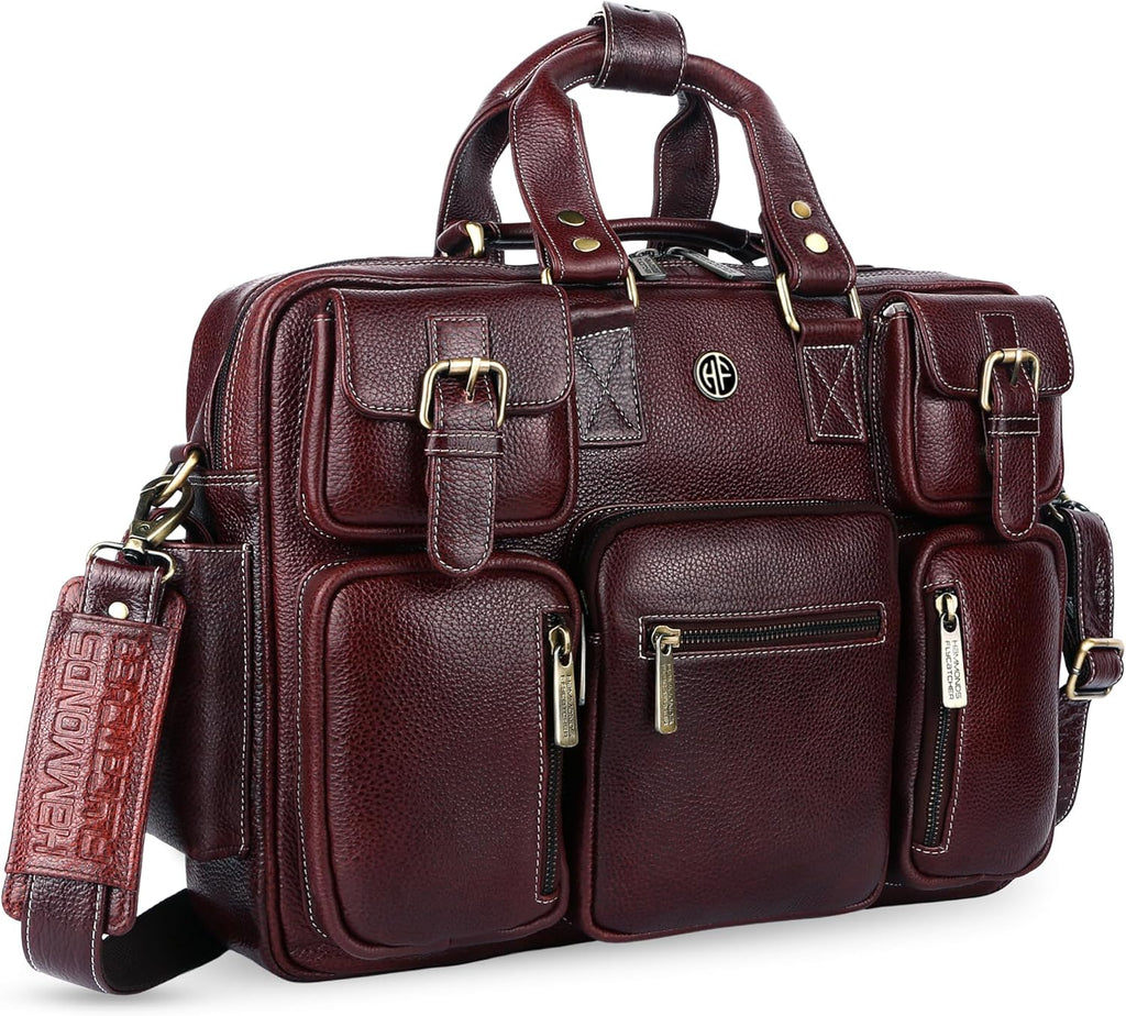 HAMMONDS FLYCATCHER Genuine Leather Laptop Bag for Men, Padded 15.6' Laptop Sleeve, Leather Messenger Bag for Men Briefcases