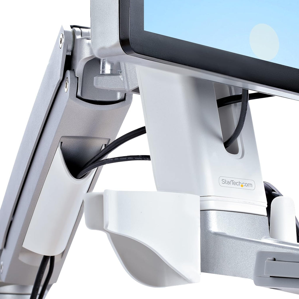 StarTech.com Wall Mount Workstation, Full Motion Sit Stand Desk w/Height Adjustable VESA Monitor Arm & Keyboard Tray, Ergonomic Wall Mounted Computer Workstation, Single Display, TAA