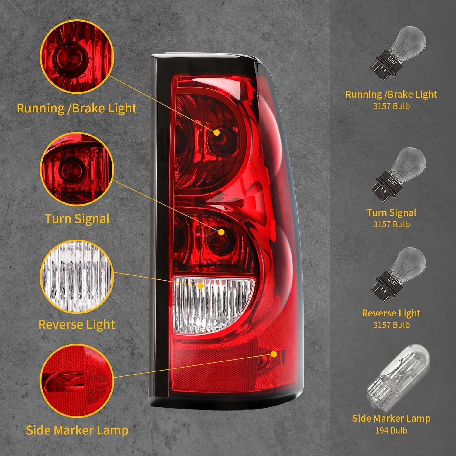 Headlights and Taillights Assembly Combo Kits for 2003-2006 Chevy Silverado 1500 2500 3500 & 2007 Chevy Silverado Classic Head Lamps/Red Rear Tail Brake Signal Lights Replacement (LH RH),Chrome Clear