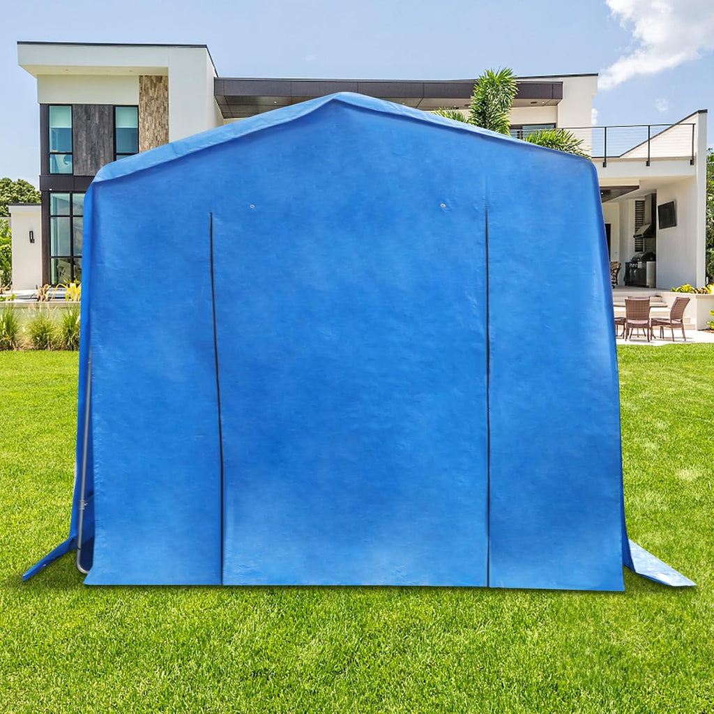 6x10x6 FT Outdoor Storage Shelter Carport, Portable Storage Tent with Roll-up Door, Waterproof Outdoor Carport for Bike, Lawn Mower, ATV Storage (Blue)