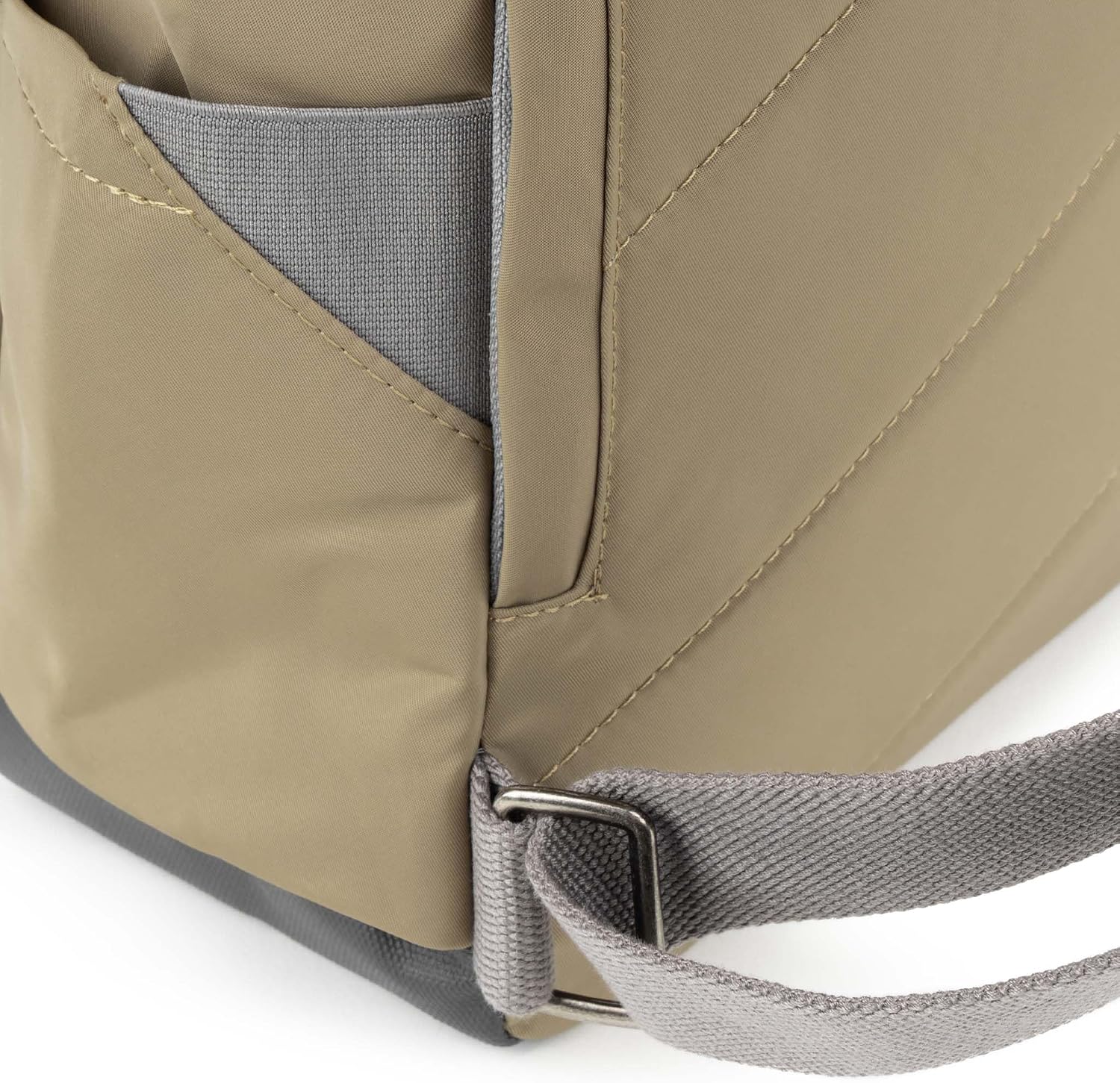 ORI LONDON Travel Backpack - Medium Nylon Rolltop Backpack for Men & Women with Multiple Pockets for Laptop, Phone, Keys, Wallet, Bottles - The Canfield, Taupe, 16.5x11.8x4.7'