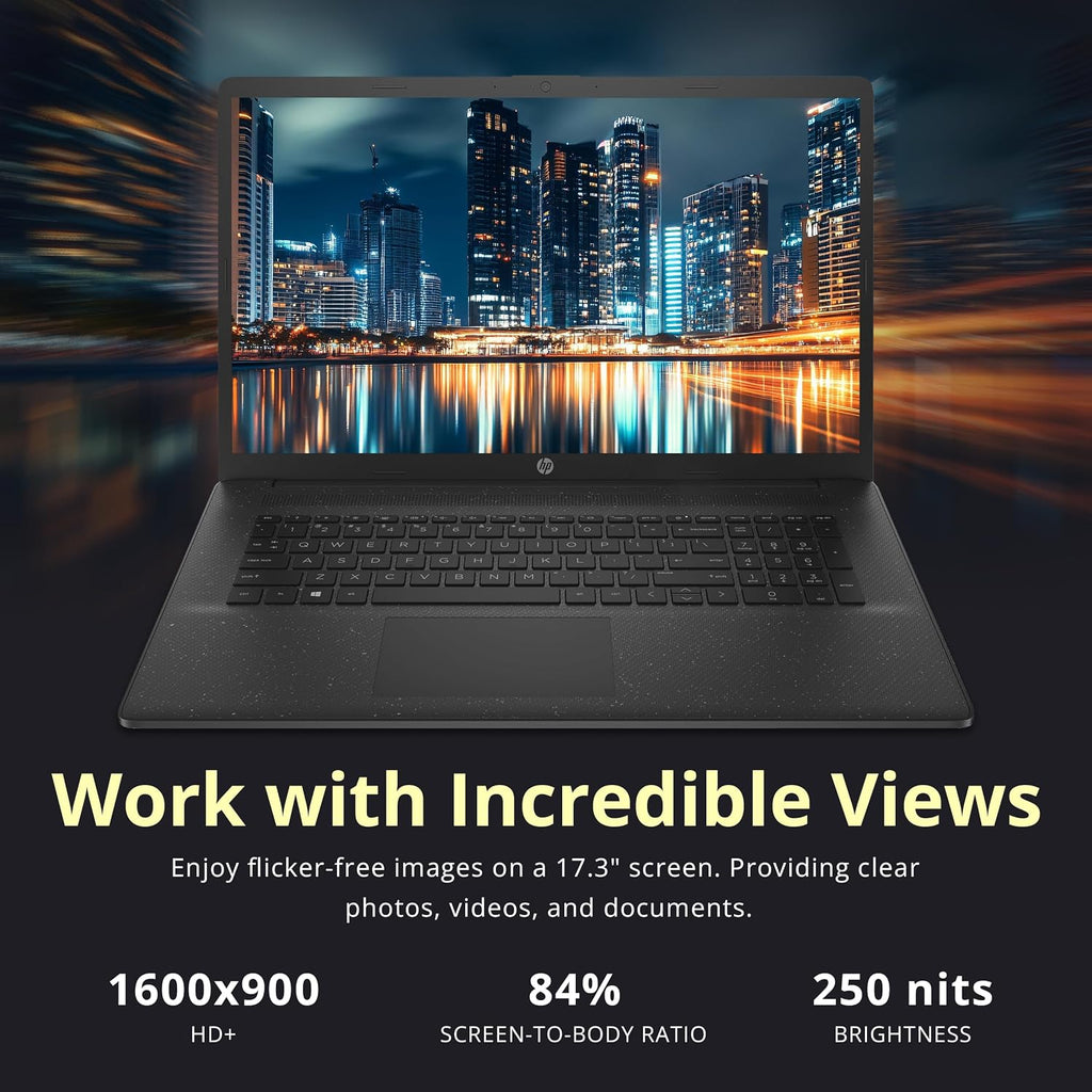 HP 17.3' HD+ Business Laptop, Intel i7-1255U, 64GB RAM, 2.28TB Storage (2TB SSD+288GB Docking Station Set), ‎Intel Iris Xe Graphics, Numeric Keypad, Camera, Wi-Fi, Bluetooth, Windows 11, Black
