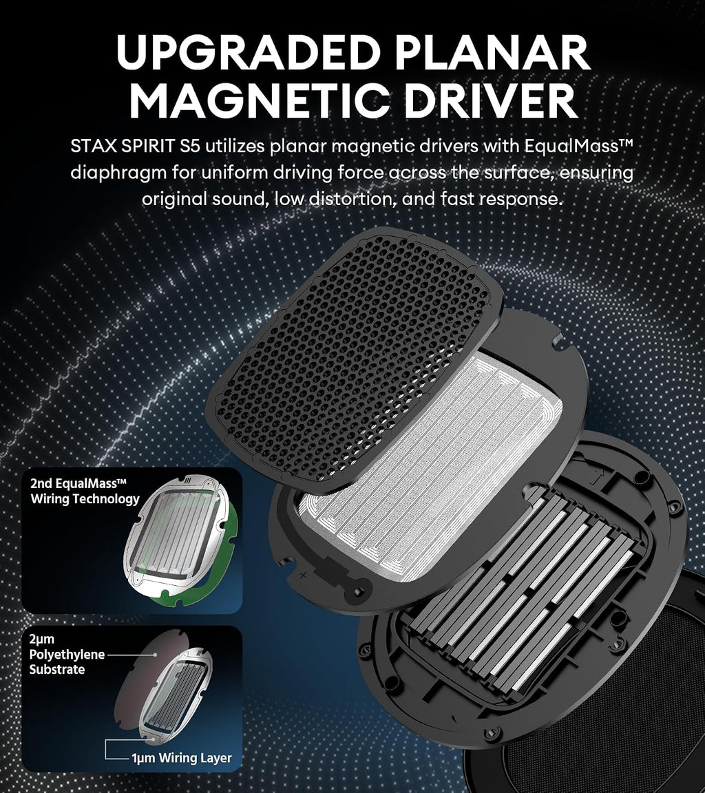 Edifier STAX Spirit S5 Wireless Planar Magnetic Headphones, Snapdragon Sound, aptX Adaptive, Hi-Res Audio (LDAC LHDC), Bluetooth 5.4, Dual-Mic CVC Tech, 80H Playback & Fast Charging (Renewed)