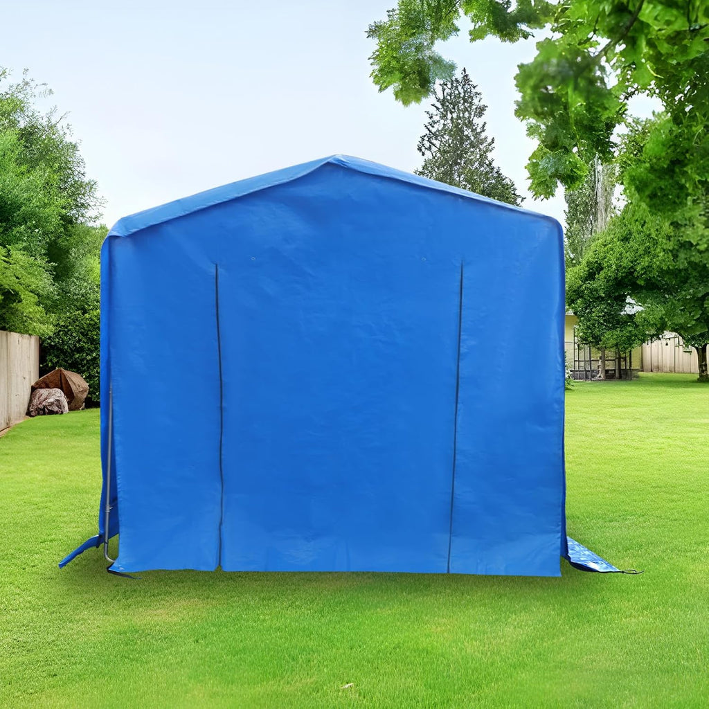 8x8x8 FT Outdoor Storage Shelter Carport, Portable Storage Tent with Roll-up Door, Waterproof Outdoor Carport for Bike, Lawn Mower, ATV Storage (Blue)