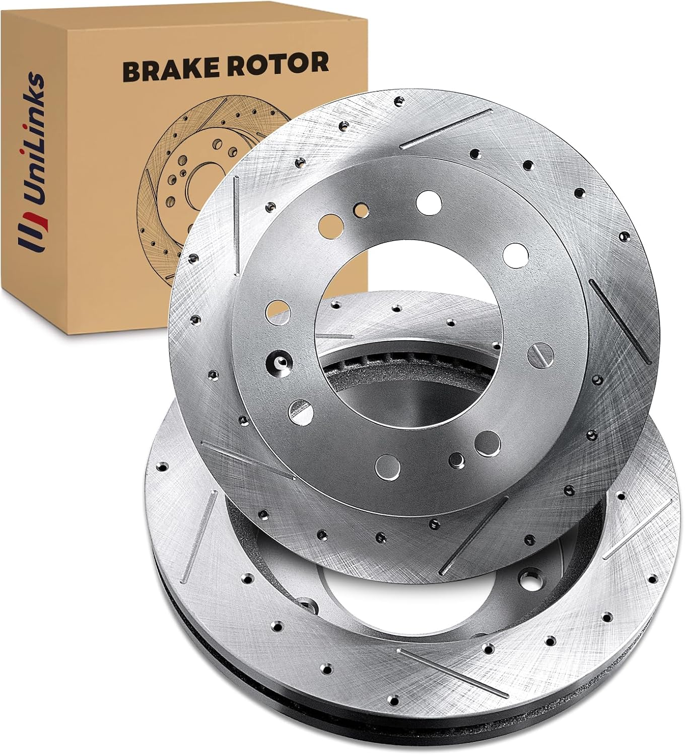 Front Drilled and Slotted Disc Brake Rotors Fit for Chevy 2011-2021 Silverado 2500HD/3500HD, 2017-2019 Suburban 2500, 2016-2019 Suburban 3500HD; for GMC 2011-2020 Sierra 2500HD/3500HD #55191