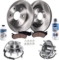 Detroit Axle - RWD Front Brake Kit for 2010 Ford F-150, [ABS on Hub; 6 Studs], Disc Brakes Rotors Ceramic Brake Pads Wheel Bearing Hubs Replacement