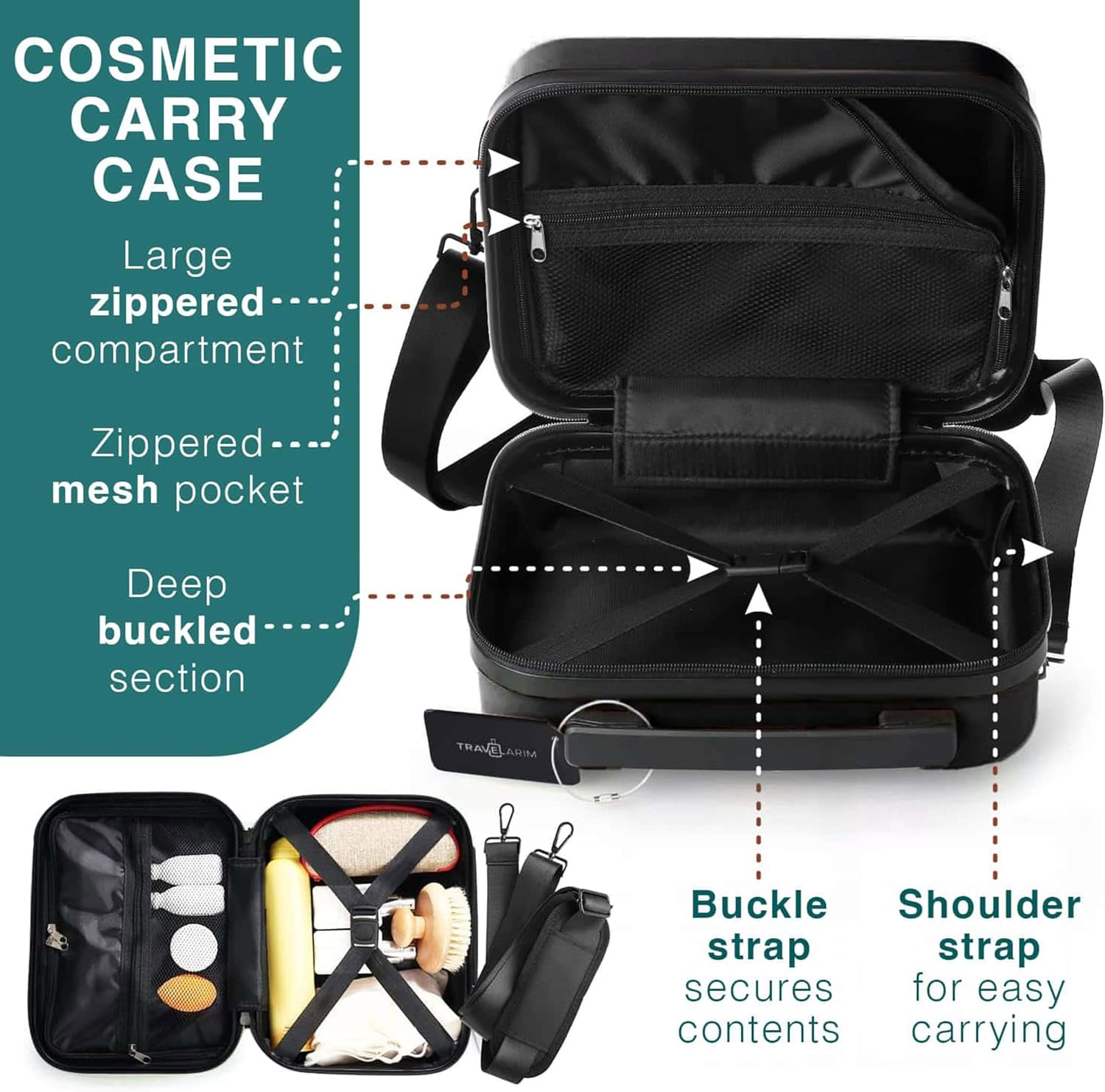 TRAVELARIM Luggage Sets, Suitcases with Wheels Spinner, Durable Hard Shell Suitcase Set, Expandable Travel Suitcase, 3 Piece Set (20'/24') Suitcase, Jet Black