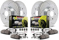 PowerStop Front and Rear Brake Kit for Genesis G70 2019-22 | Kia Stinger 2018-22 - Carbon-Fiber Ceramic Z26 Brake Pads + Drilled & Slotted Rotors Upgrade, K8510-26
