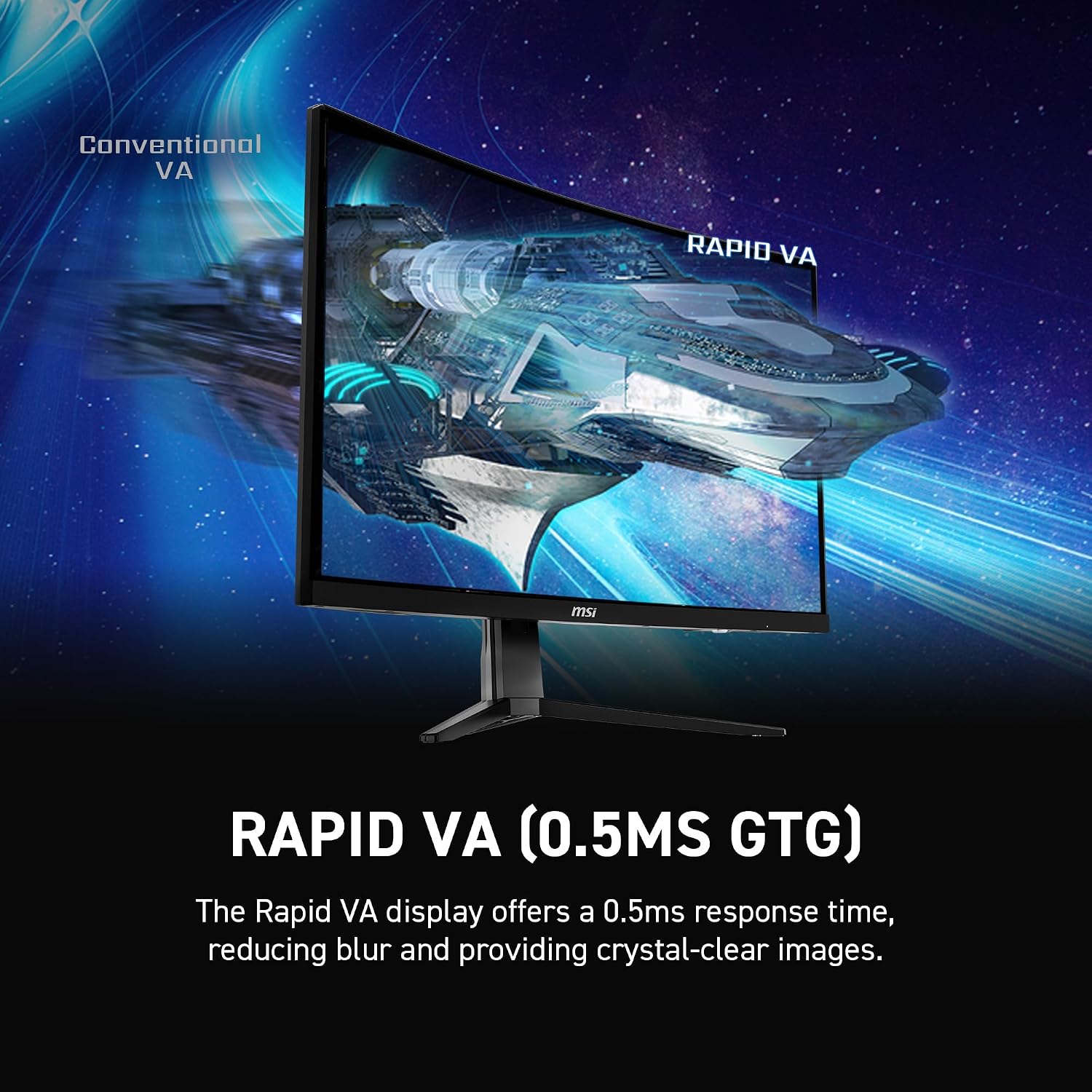 msi MAG 27CQ6F 27-inch 2560 x 1440 (QHD) Computer Monitor, 180Hz, FreeSync, HDR Ready, HDMI, VGA Port, Display Port, VESA Mountable, Tilt, Speaker, 0.5ms, Black