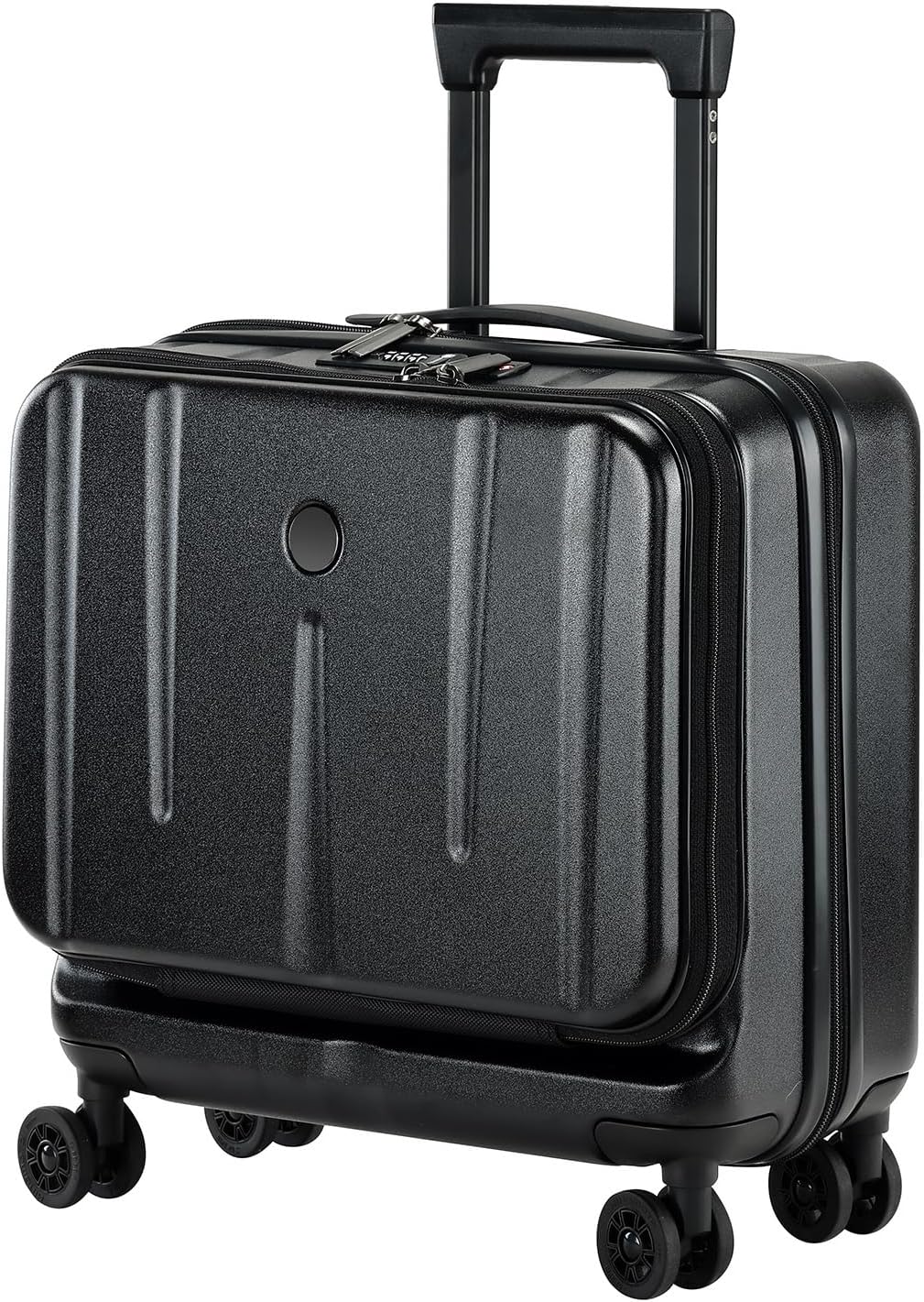16 Inch Carry On Luggage with 2 Compartments for 14' & 15' Laptop, 16.14*8*17.12' Rolling Briefcase, Lightweight Hardshell ABS+PC Suitcase with Spinner Silent Wheels, for Business Trip, Black