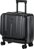 16 Inch Carry On Luggage with 2 Compartments for 14' & 15' Laptop, 16.14*8*17.12' Rolling Briefcase, Lightweight Hardshell ABS+PC Suitcase with Spinner Silent Wheels, for Business Trip, Black
