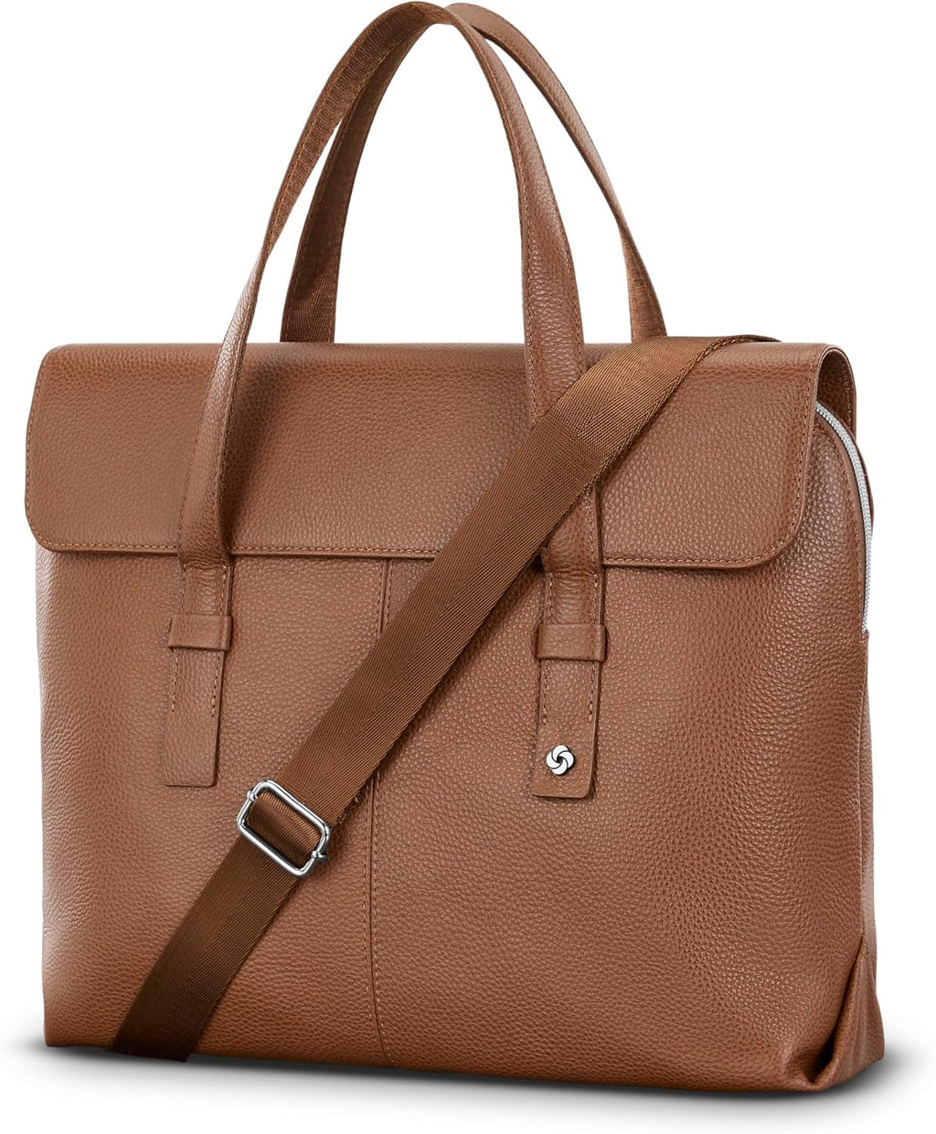 Samsonite Mobile Solution 2 Convertible Leather Briefcase, Pebbled Leather Laptop Bag with Crossbody Strap, Padded Sleeve, StackIt™ Strap & Organizational Pockets – Professional Work Tote
