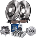 Detroit Axle - Front Disc Rotors Brake Pads + Wheel Hubs w/ 20pc Wheel Lug Nuts Replacement for Subaru Impreza Forester - 26pc Set