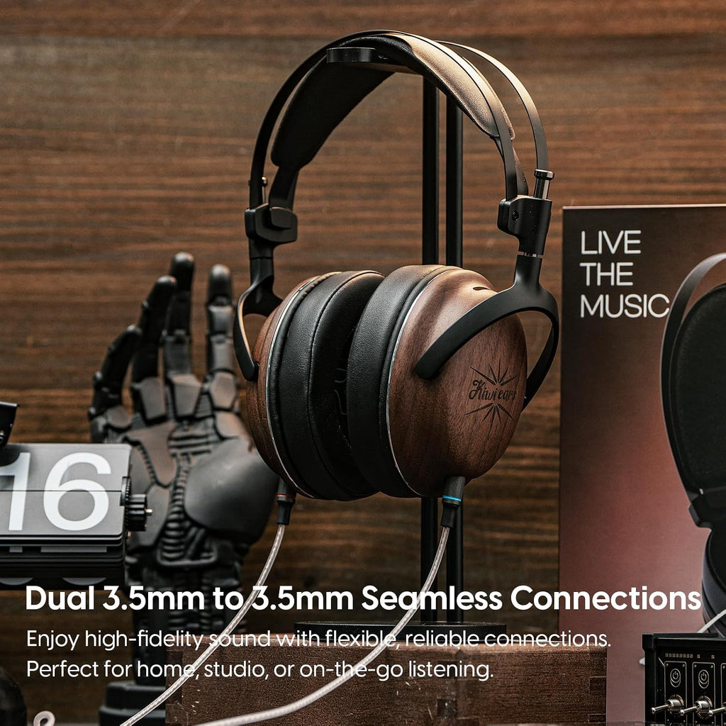 Linsoul Kiwi Ears Atheia Dynamic + Planar Magnetic Driver Over Ear Headphones, Closed Back, HiFi Stereo Monitor with Walnut Wood Earcups, Detachable Cable for Musician Audiophile
