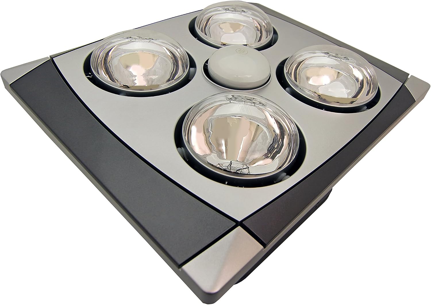Aero Pure A716A MC Quiet Bathroom Fan with Heat and Light, Matte Silver with Chrome Trim