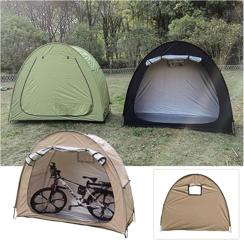 Bike Covers Outdoor Storage Waterproof 2 Bikes Outside Storage Outdoor storage tent with windows for Motorcycle Garden Tools Toys Lawn Mower 200x80x165CM(C)