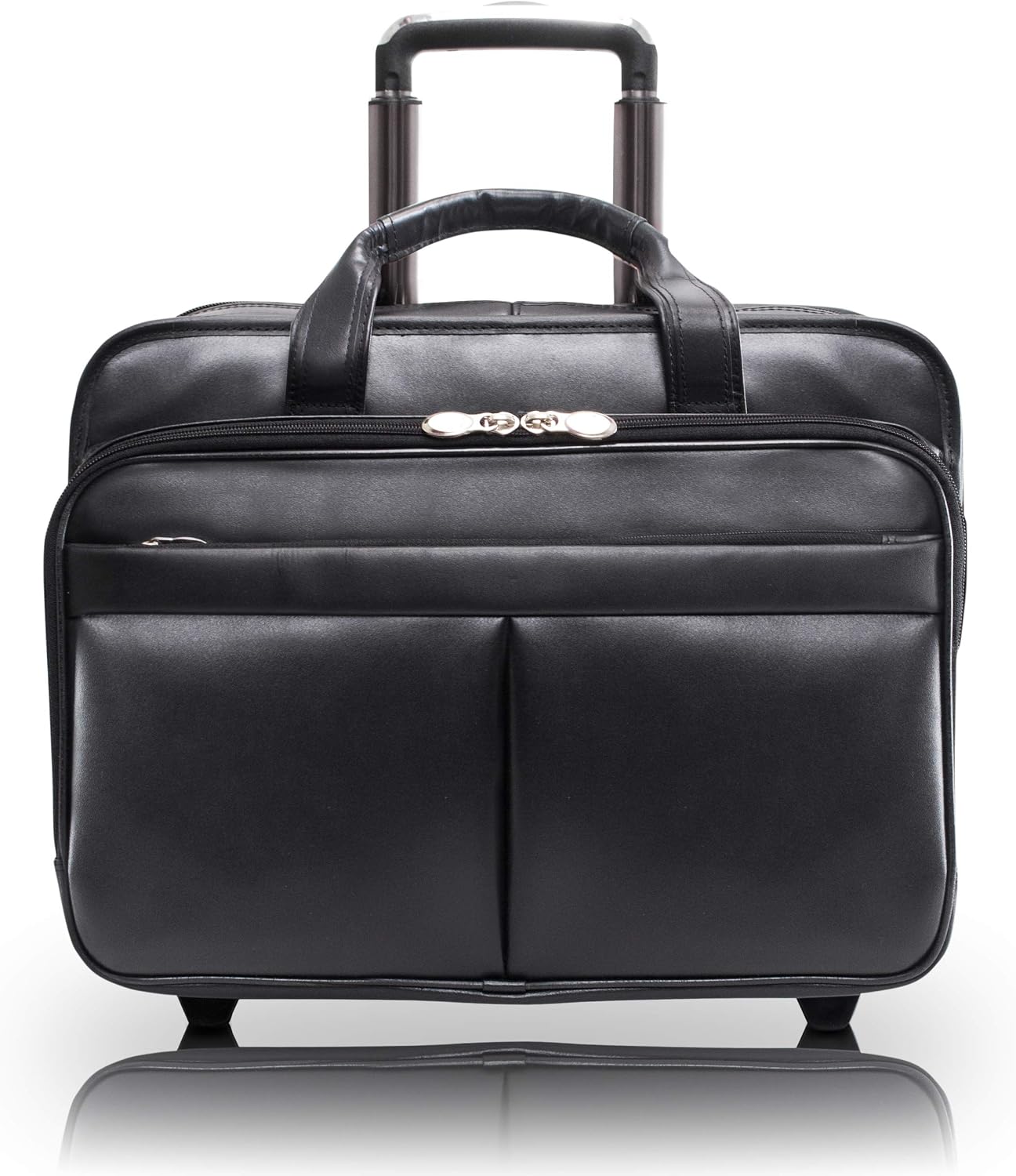 McKlein, L Series, Bowery, Top Grain Cowhide Leather, 15' Leather Wheeled Laptop Briefcase, Black (87855)