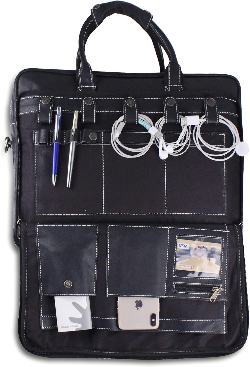 18 Inch Leather Laptop Bag for Computer Bag for Men– Supple Genuine Leather Briefcases for Men W/Padded Laptop Case Leather