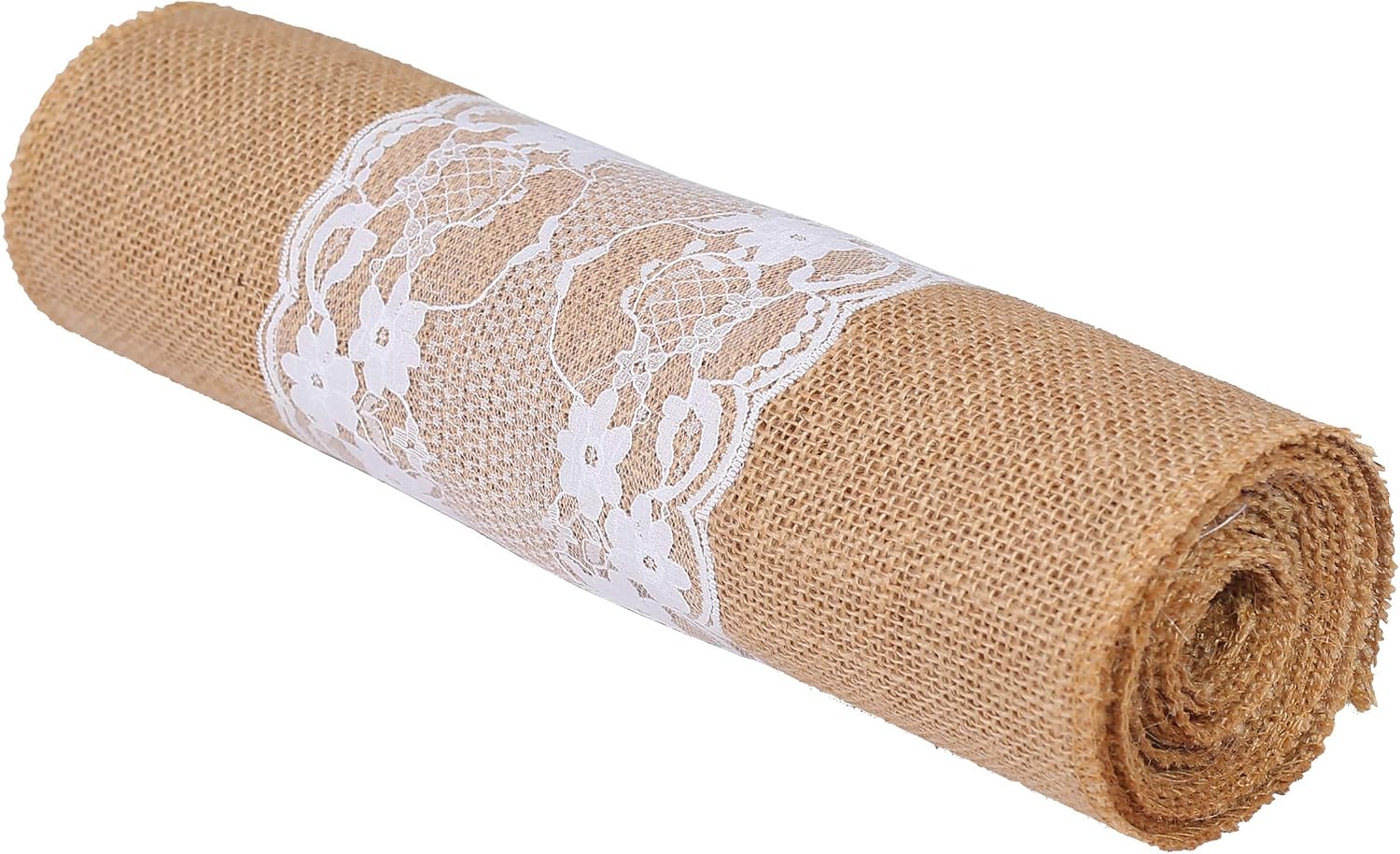 MDS 10 PCS 100% Natural Burlap Table Runners 12' x 108' with Lace, Rustic Farmhouse Country Vintage Boho Jute Runner for Wedding Reception Birthday Party Home Kitchen Dining Coffee Table Decoration
