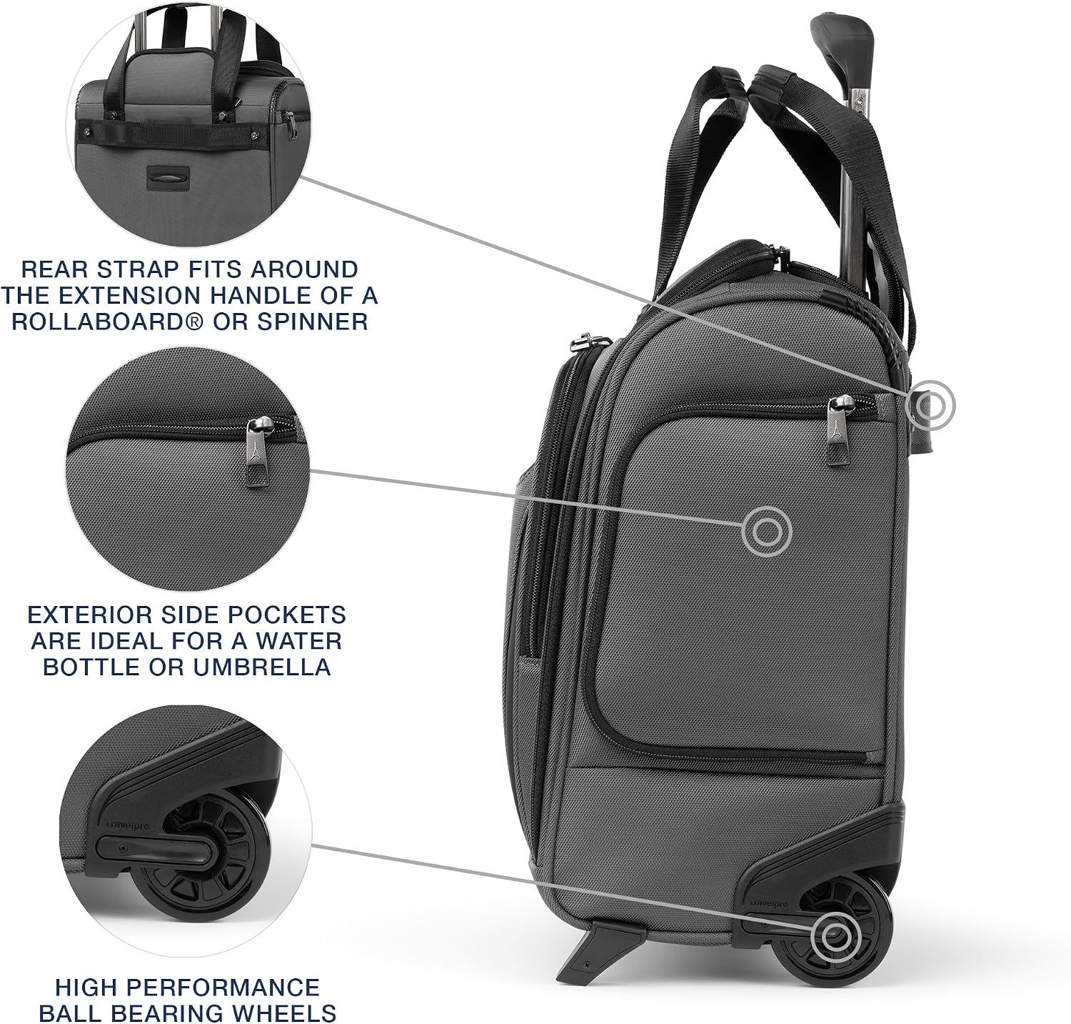 Travelpro Crew Classic Lightweight Softside Luggage, Rolling Underseat Carry on Bag, 14' Laptop or Tablet Sleeve, Men and Women, 17-Inch, Titanium Grey