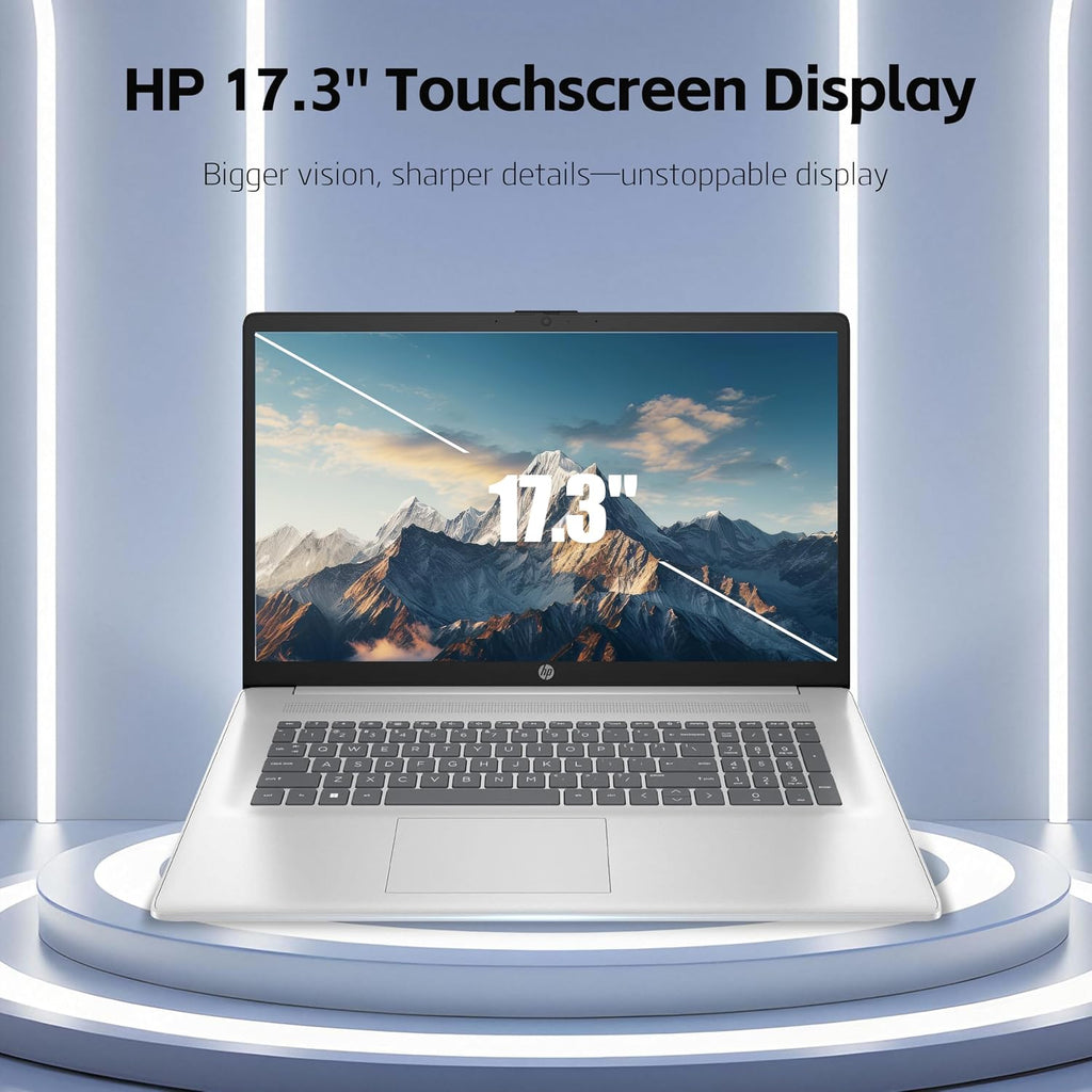 HP 17 Laptop, 17.3'' Touchscreen Display, Intel Quad-Core N200 Processor, 16GB RAM, 1TB SSD+128GB SSD, Webcam, Number Keypad, Windows 11 Home, Fatcayes Accessory, Warm Gold (Renewed)