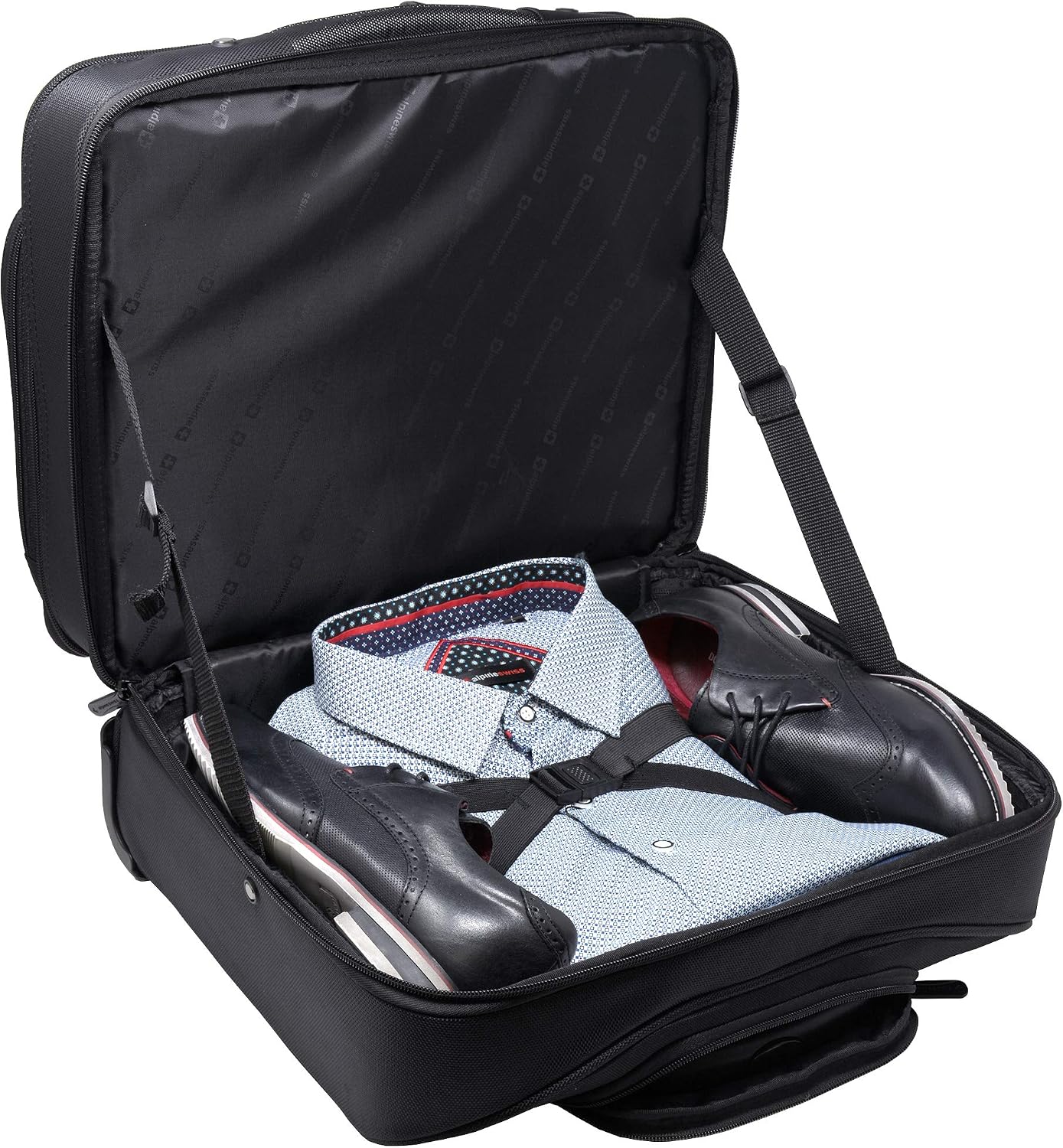 Alpine Swiss Rolling Laptop Briefcase Wheeled Overnight Carry on Bag Up to 15.6 Inches Notebook - Carries Legal Size Files
