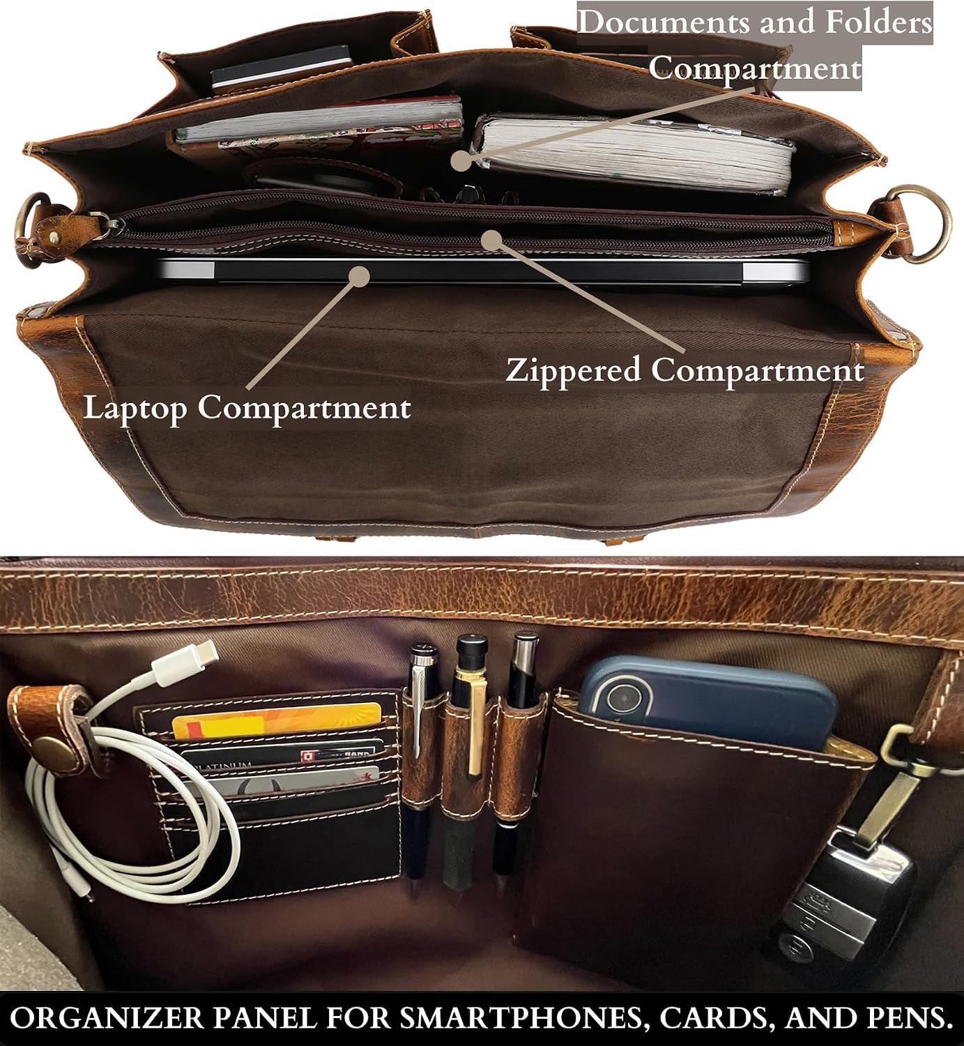 RUSTIC TOWN Handmade Leather Shoulder Briefcase Messenger Bag Mens 16 inch Laptop Satchel