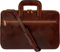 Time Resistance Slim Leather Briefcase - Italian Handmade Leather Computer Bag - Briefcase for Men and Women - Laptop Bag
