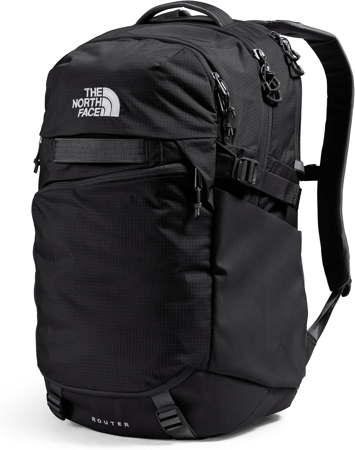 The North Face Router Everyday Laptop Backpack - Daypack, Water Repellent, Laptop Sleeve, Reflective Details, TNF Black/TNF Black-NPF, One Size
