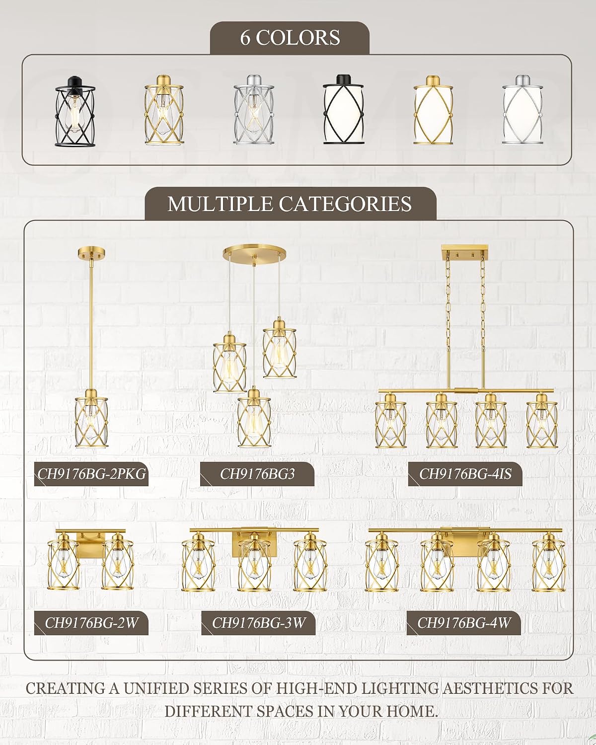 5-Light Brushed Gold Bathroom Light Fixtures Over Mirror, 38' UL-Listed Modern Wall Sconce Lights with Clear Glass and Metal Cage for Bath, Hardwire E26, CH9176BG-5W