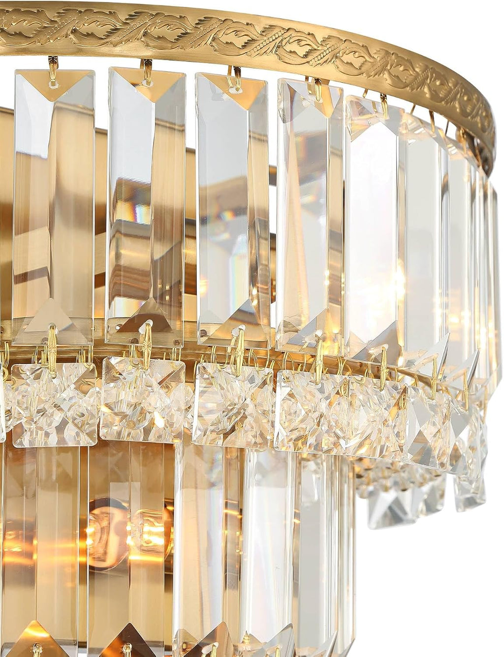 Vienna Full Spectrum Magnificence Modern Wall Light Sconces Set of 2 Gold Hardwired 10' Fixture Demilune Clear Crystal for Bedroom Bathroom Bedside Vanity Reading Living Room Hallway House Home
