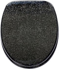Black Toilet Seat Cover, Sparkly Toilet Seat Glitter Toilet Seat Slow Close Toilet Seat Round, Top/Bottom-Fixed, Quick Release Easy Installation and Cleaning,Gold(Black)