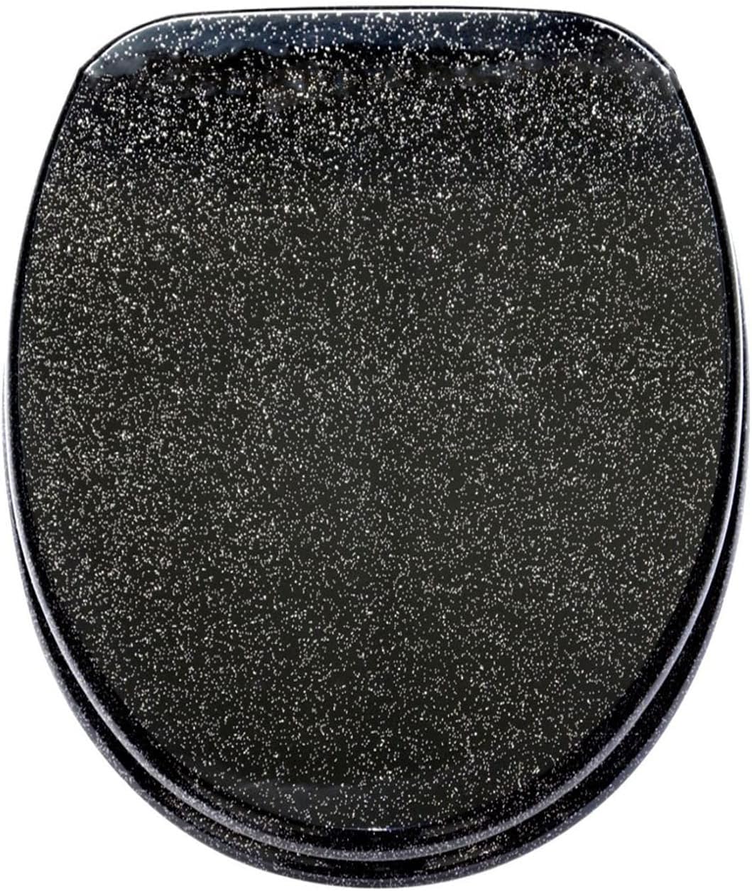 Black Toilet Seat Cover, Sparkly Toilet Seat Glitter Toilet Seat Slow Close Toilet Seat Round, Top/Bottom-Fixed, Quick Release Easy Installation and Cleaning,Gold(Black)